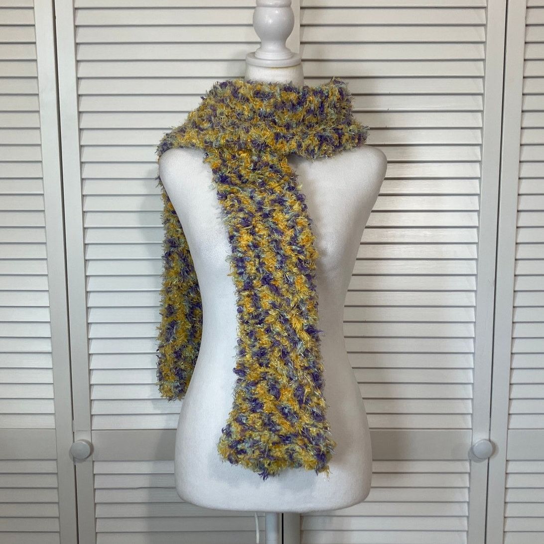 Handmade NWT Handmade Crocheted Multicolor Furry Scarf 68” Size ONE SIZE - 1 Thumbnail