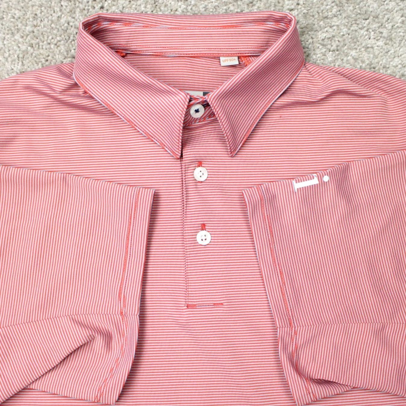 KJUS Kjus Polo Shirt Men M Orange Stripe Short Sleeve Logo on Left Sleeve Golf Regular Fit 50/US Medium Size US M / EU 48-50 / 2 - 2 Thumbnail