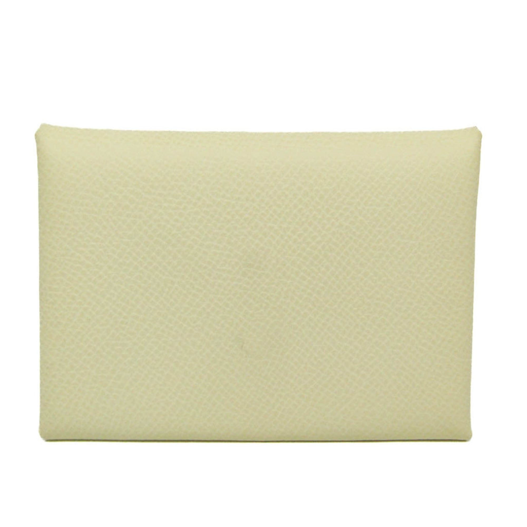 Hermes Hermes Calvi Duo Epsom Leather Card Case Cream Size ONE SIZE - 1 Thumbnail