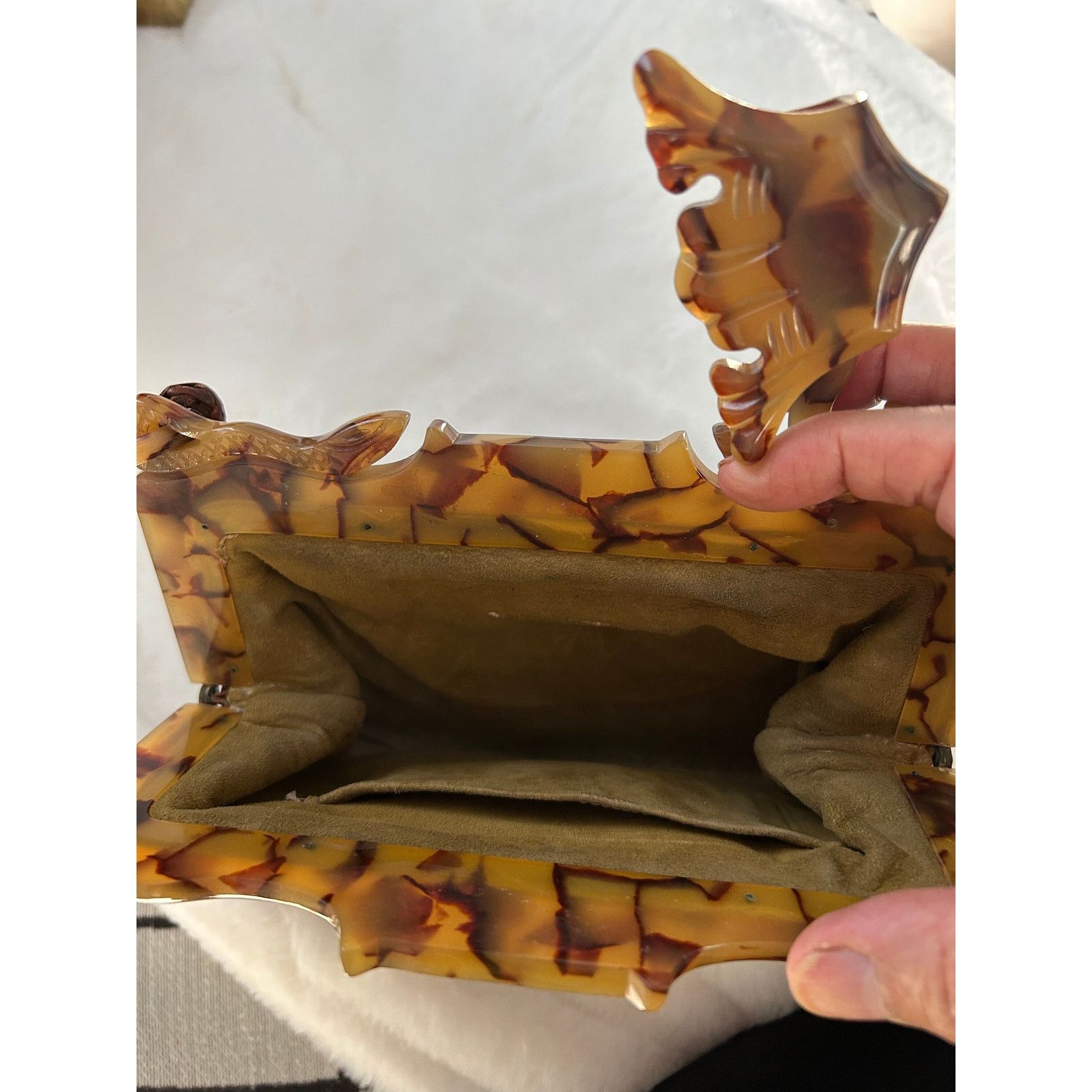 Vintage Vintage butterscotch bakelite frame Alligator hornback purse Size ONE SIZE - 3 Thumbnail