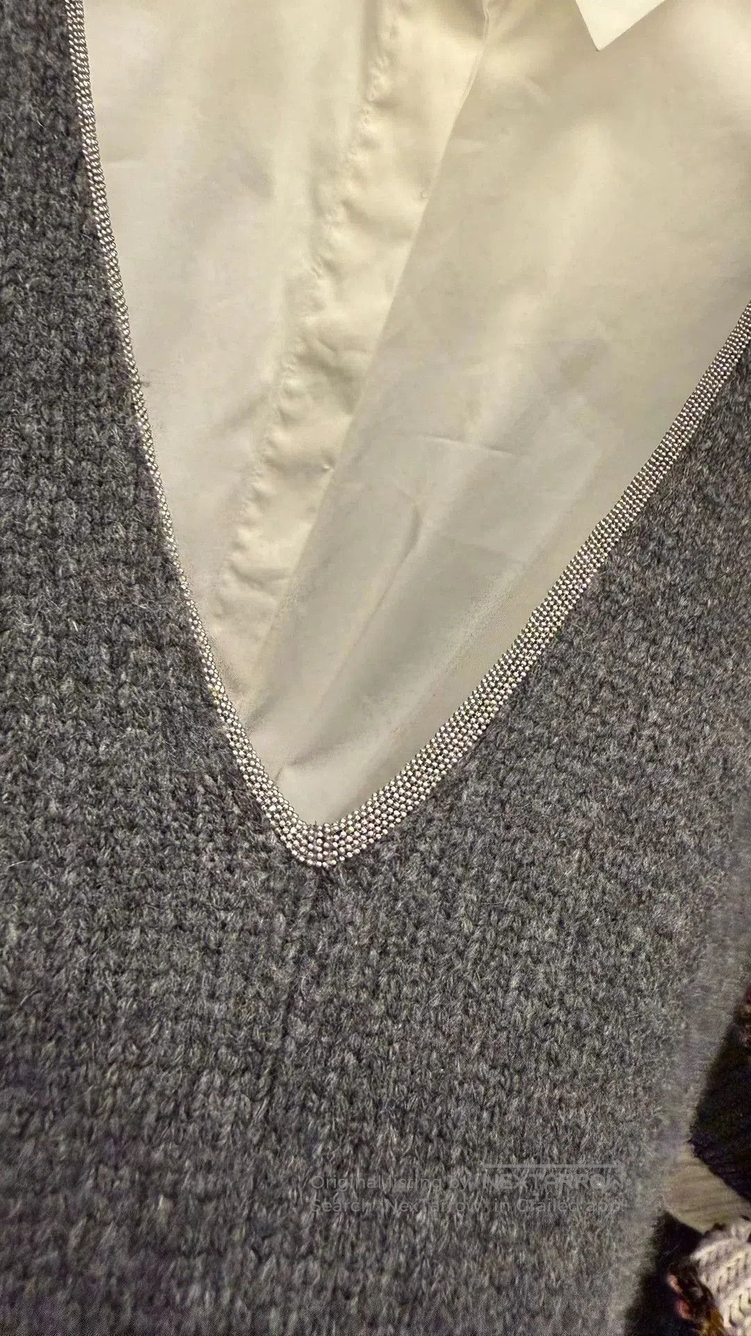 Brunello Cucinelli Brunello Cucinelli Gray Beaded Cashmere Sweater. Size US M / EU 48-50 / 2 - 4 Thumbnail