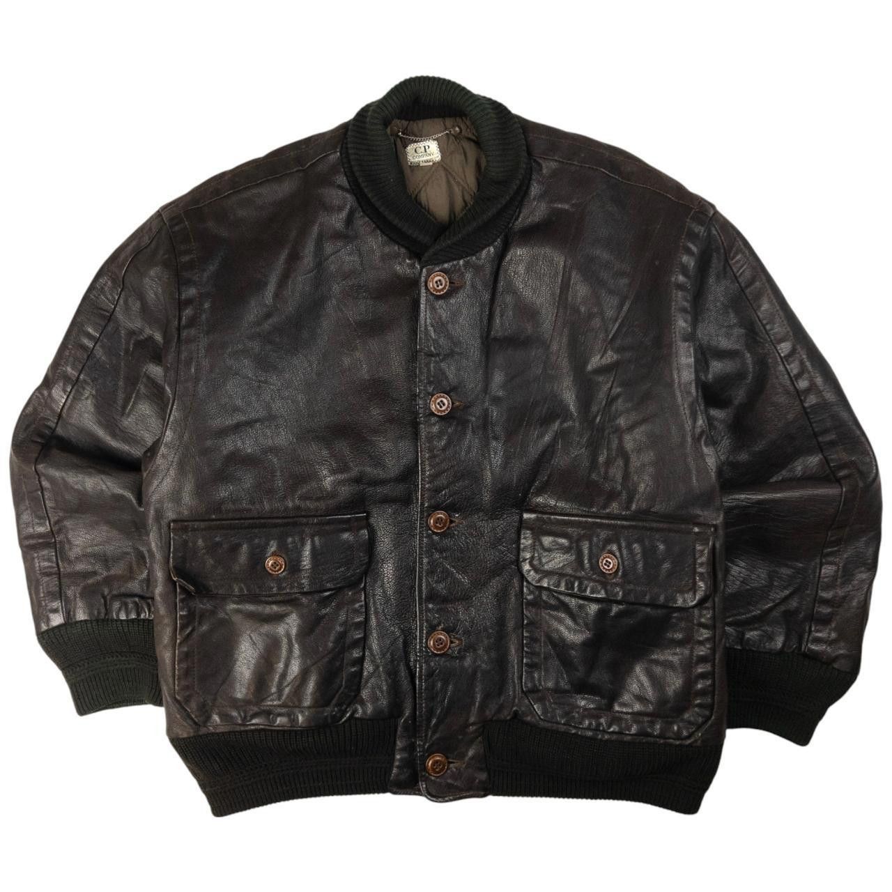 Vintage 80s CP Company Leather Bomber Jacket Size L