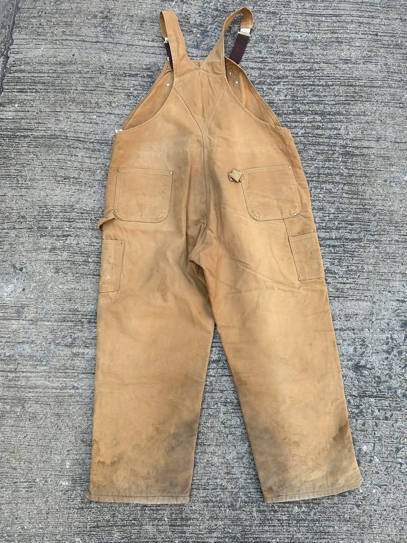 Carhartt Vintage 90s Carhartt Tan Distressed Double Knee Overall48x30 Size US 44 / EU 60 - 2 Thumbnail