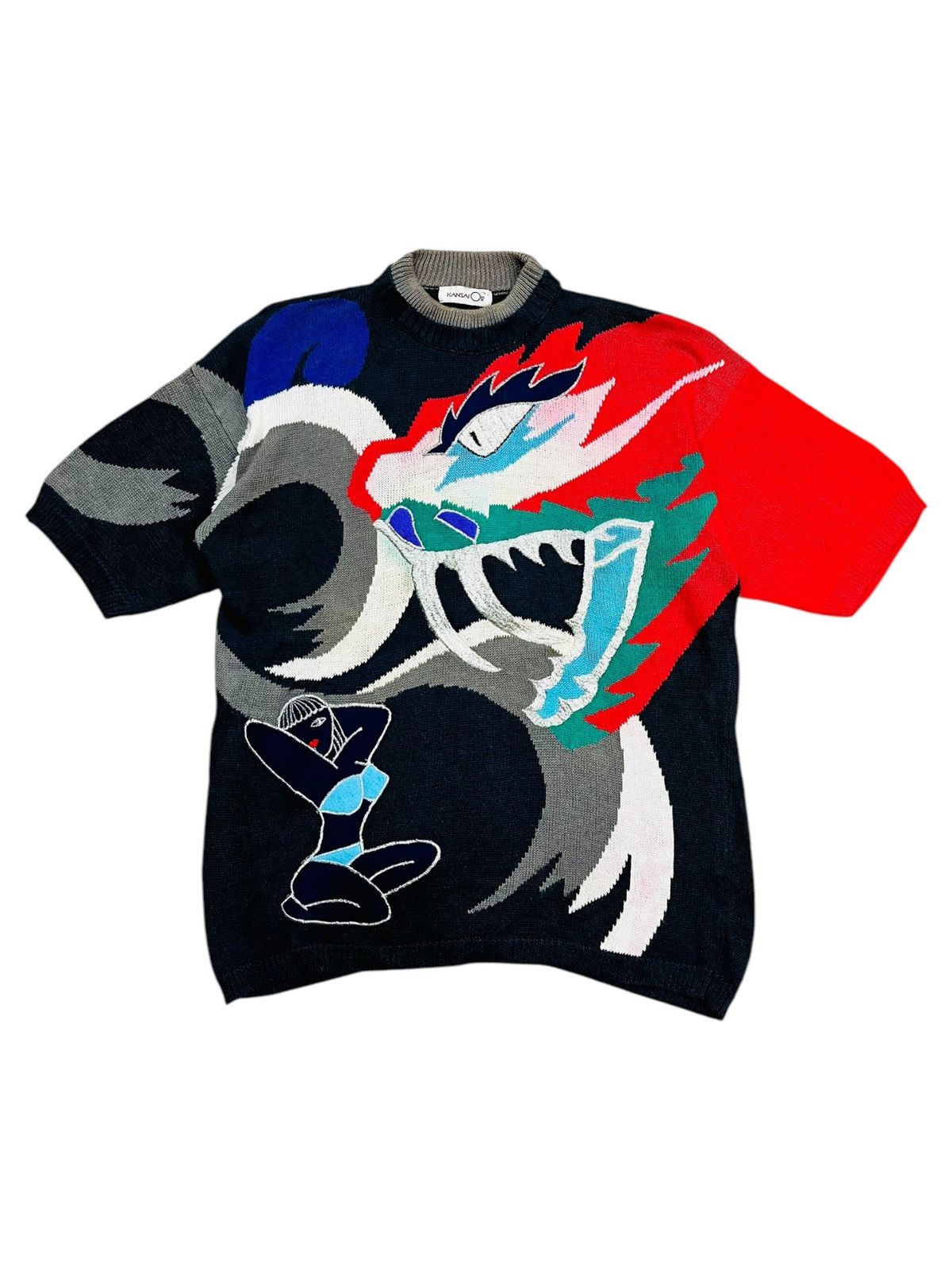 Other 1980s Kansai Sexy Girl Dragon Intrarsia Knitted Sweater Size US M / EU 48-50 / 2 - 1 Thumbnail