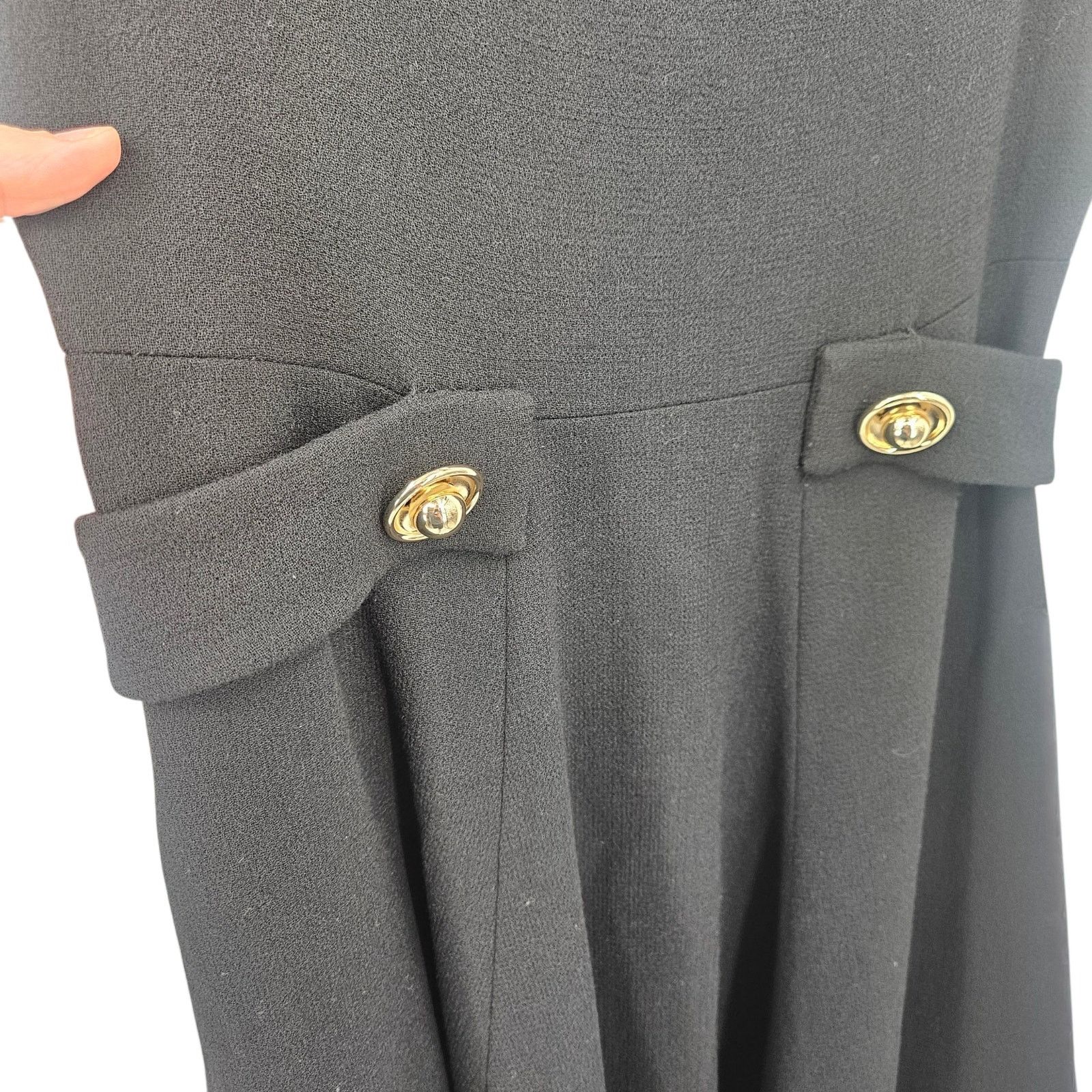 ALEXIS NWT Alexis Fiore Dress in Black Midi A-Line Wool Size Large Size L / US 10 / IT 46 - 10 Thumbnail