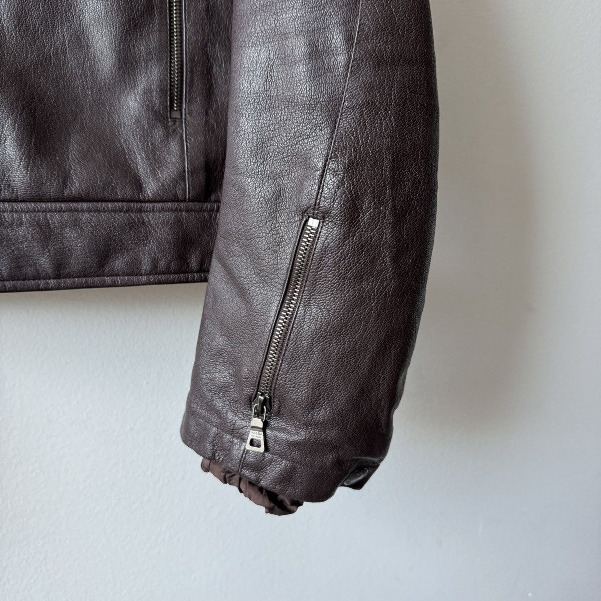 Prada Prada Linea Rossa SS2001 Brown Café Racer Leather Jacket Size US M / EU 48-50 / 2 - 4 Thumbnail