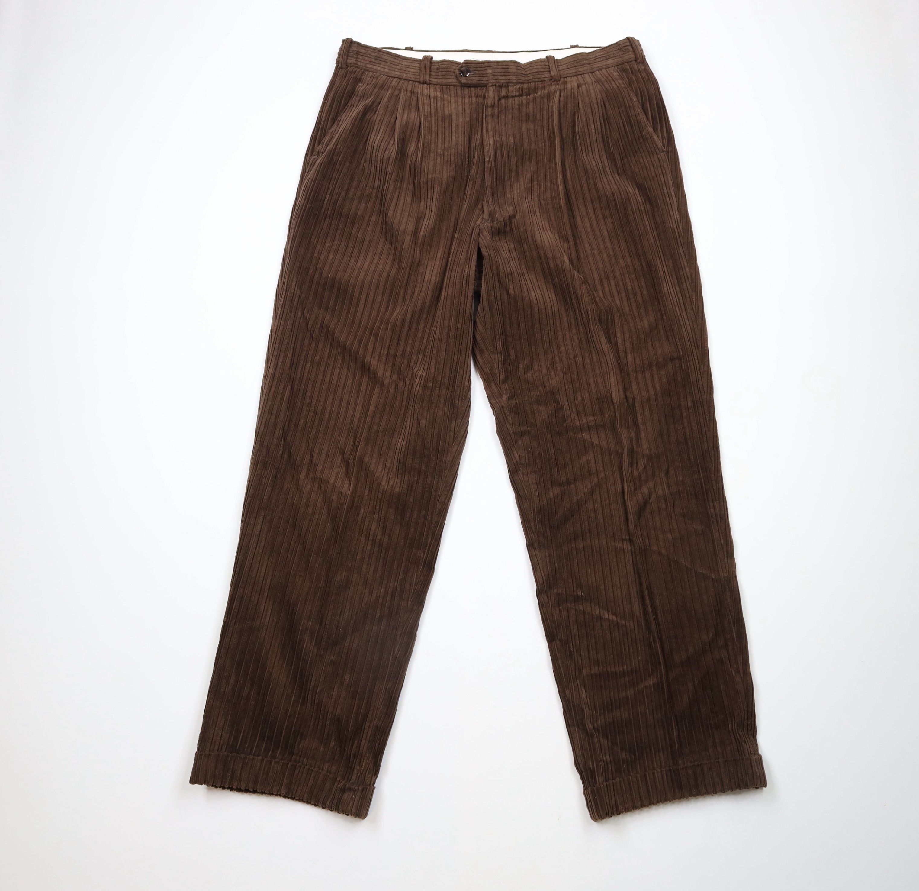 Vintage Vintage 90s Streetwear Pleated Wide Leg Corduroy Pants Size US 36 / EU 52 - 1 Thumbnail