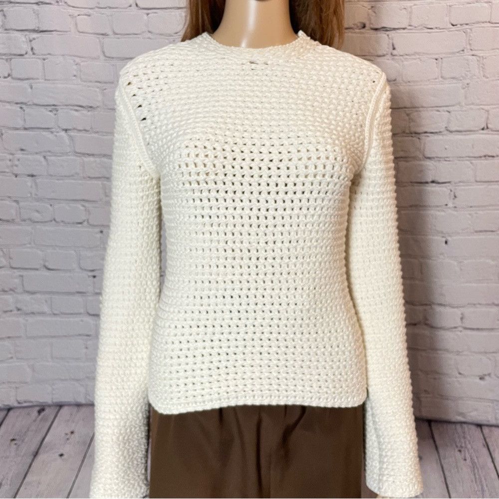 Theory NWT New $395 Theory Mesh Knit Long Sleeve Natural Cotton Bl Size S / US 4 / IT 40 - 9 Thumbnail