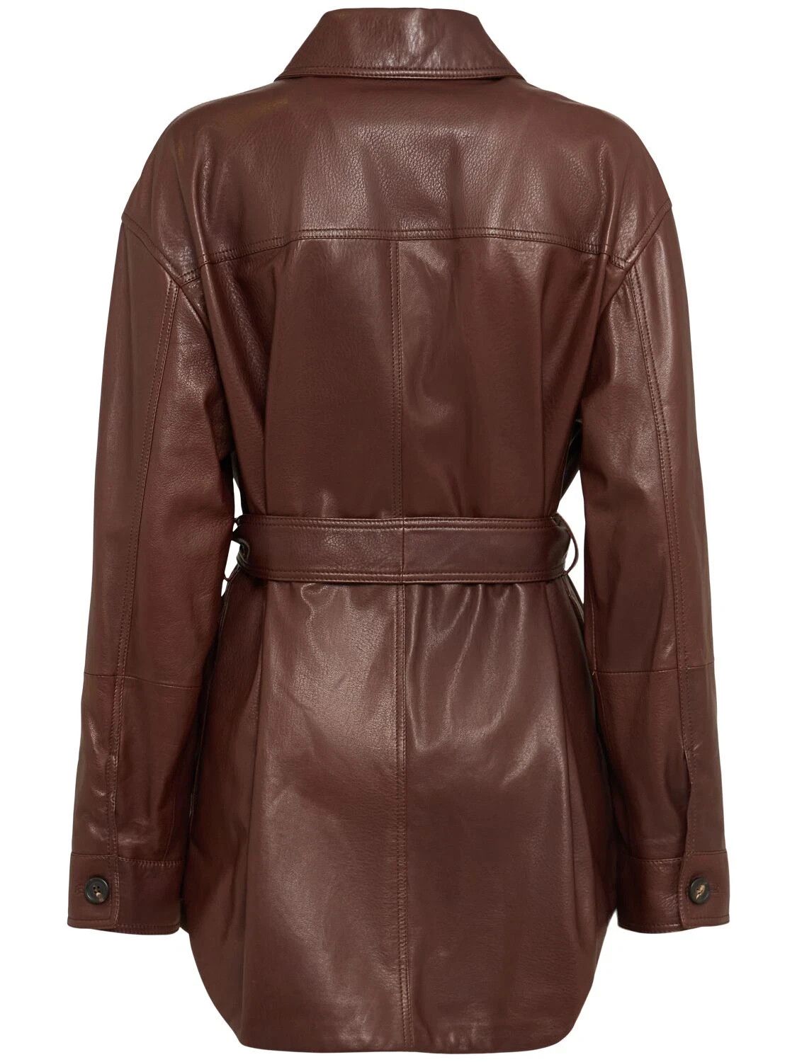 Brunello Cucinelli BRUNELLO CUCINELLI Bordeaux Leather Jacket New & Authentic Size M / US 6-8 / IT 42-44 - 2 Thumbnail