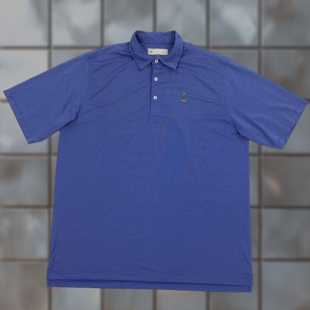 Vintage Donald Ross Men XL Blue Striped Performance Polo Shirt Rochester Club Golf Shirt Size US XL / EU 56 / 4 - 1 Thumbnail