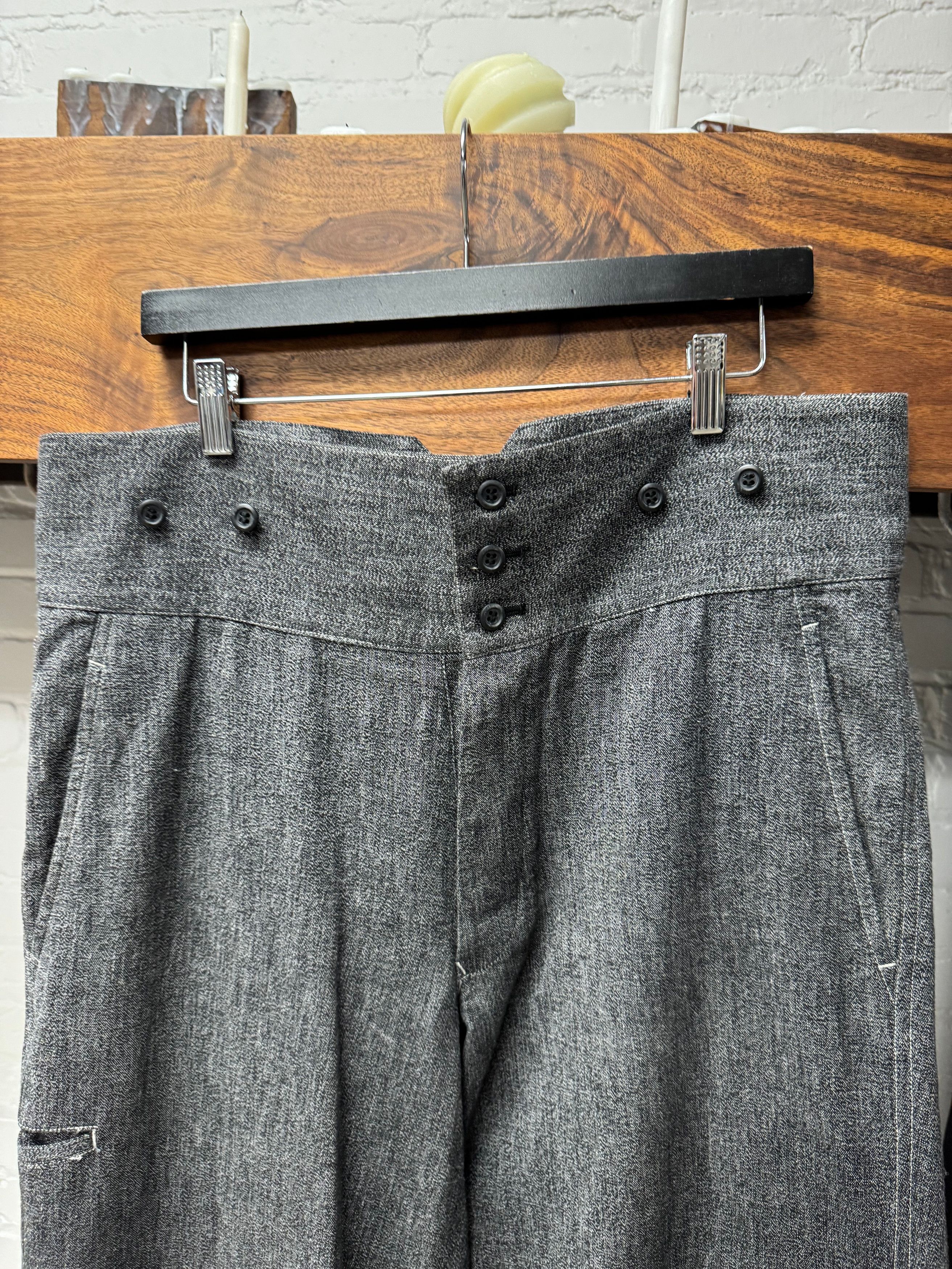 Issey Miyake Issey Miyake Buckle Back Grey Speckled Cotton Trousers Size US 37 - 2 Thumbnail