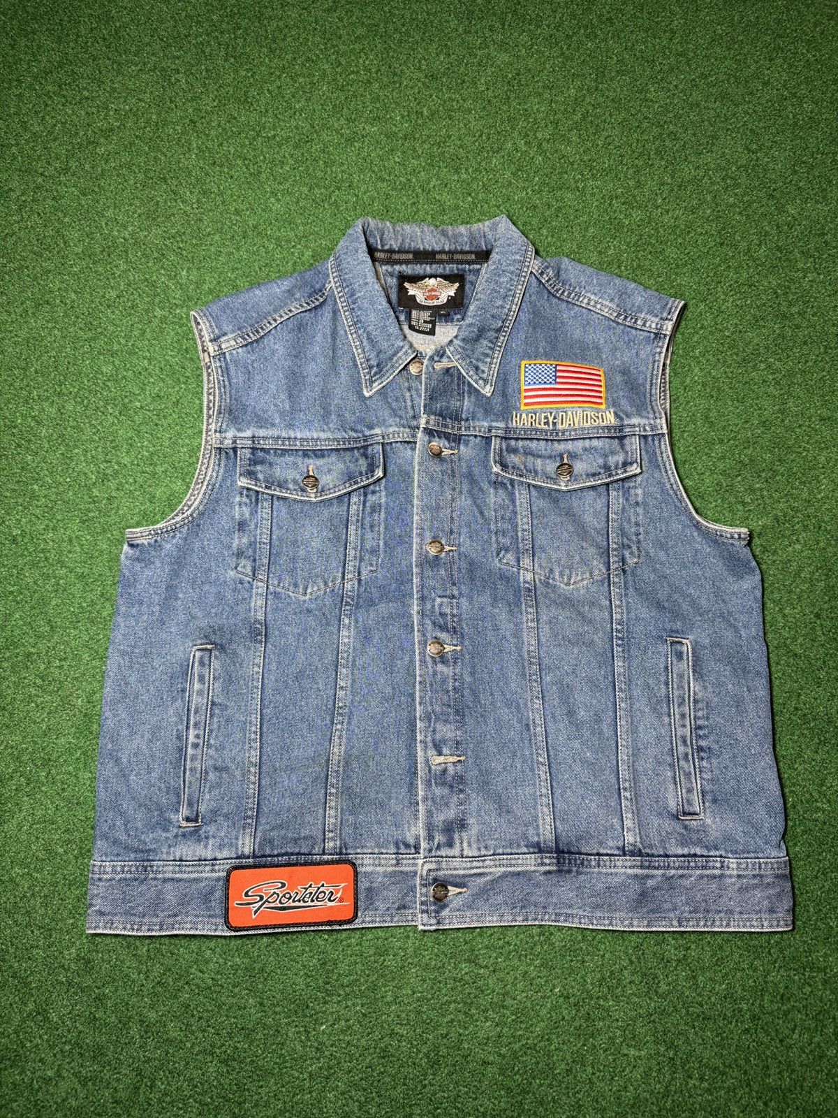 Harley Davidson Vintage Harley Davidson Grunge Denim XL Biker Vest Size US XL / EU 56 / 4 - 1 Thumbnail