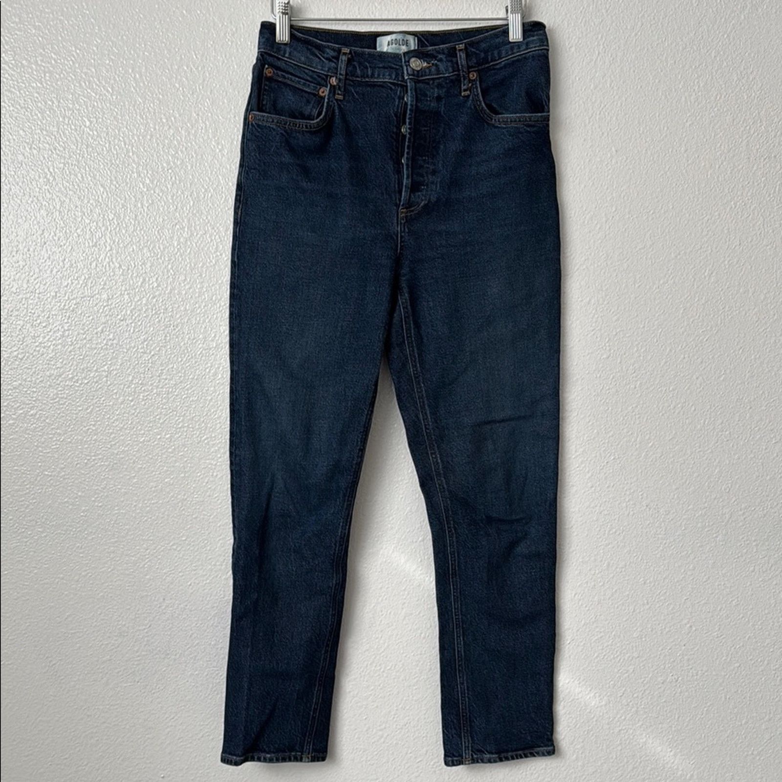 Agolde Agolde Riley Long High Rise Straight in Medium Wash Blue Size 26" / US 2 / IT 38 - 4 Thumbnail