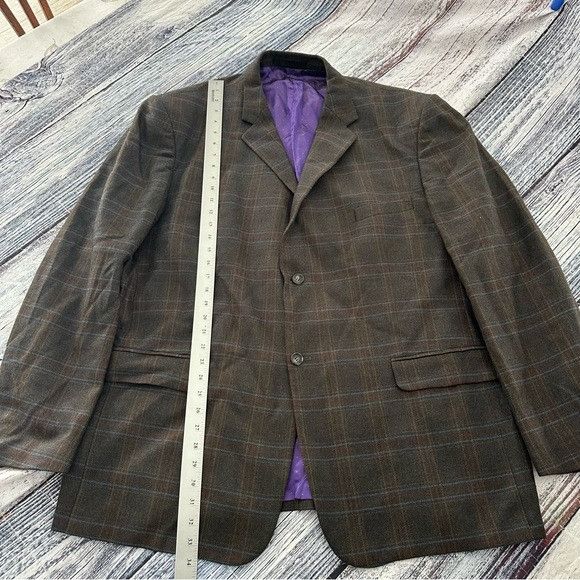 Other CHAGALL De France 100% Wool Brown Plaid Men's Blazer - Class Size 50L - 11 Thumbnail