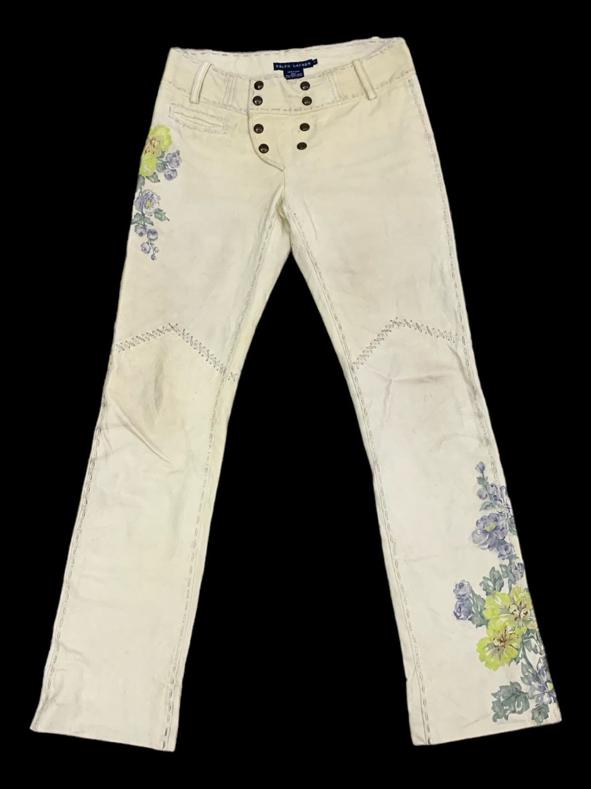 POLO RALPH LAUREN WOMAN HEMP TROUSERS WITH FLORAL PANTS