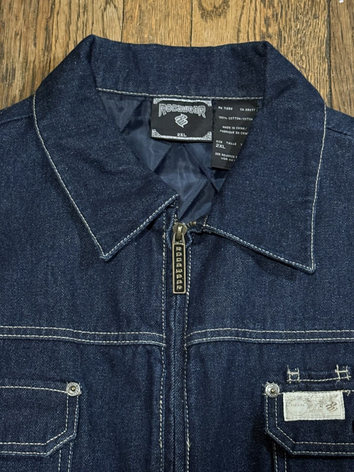Rocawear ROCAWEAR Dark Wash Denim Jacket Size US XXL / EU 58 / 5 - 3 Thumbnail