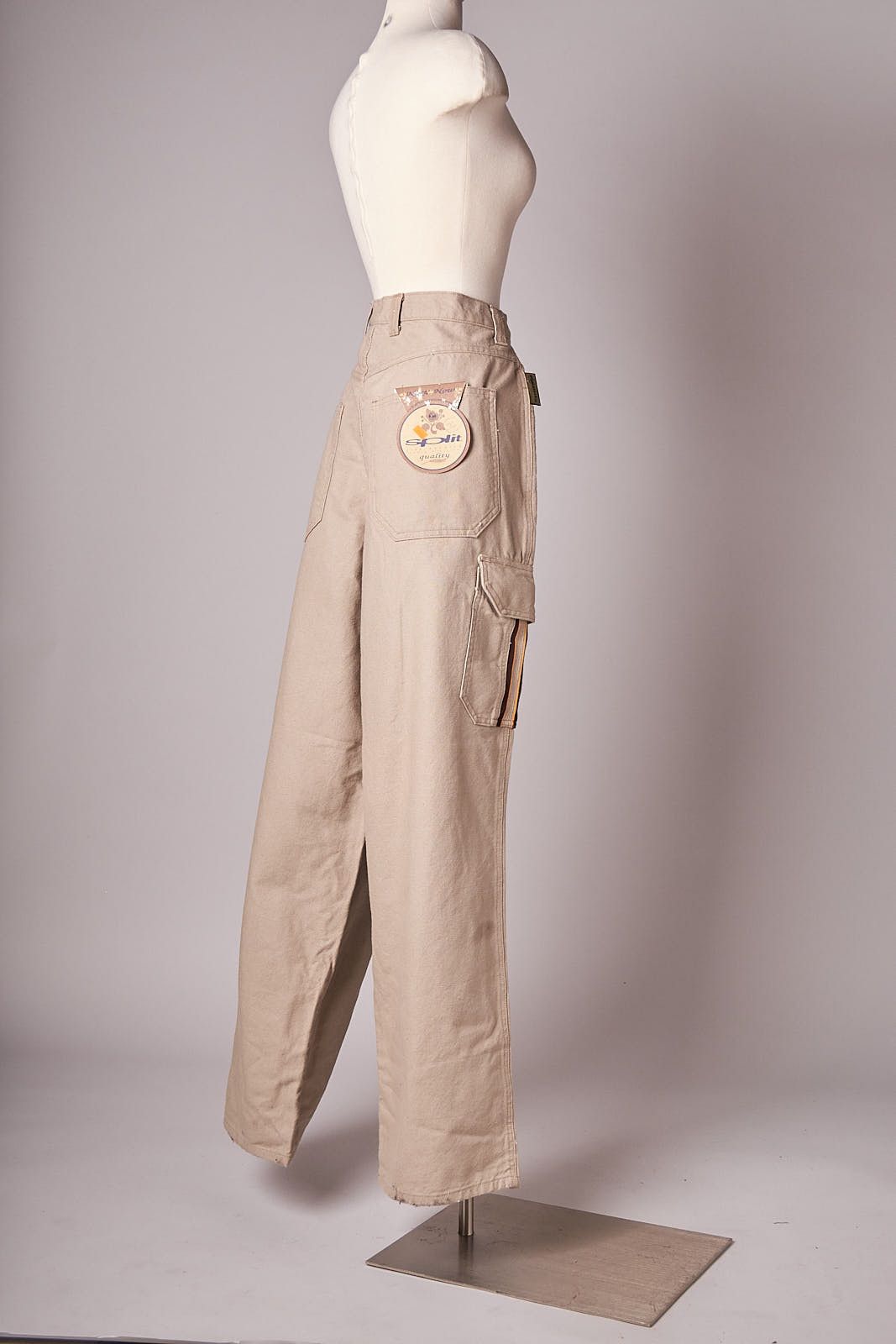 Split 1990s Deadstock Tan Wide Split Skateboarding Cargo Pants Size US 36 / EU 52 - 4 Thumbnail