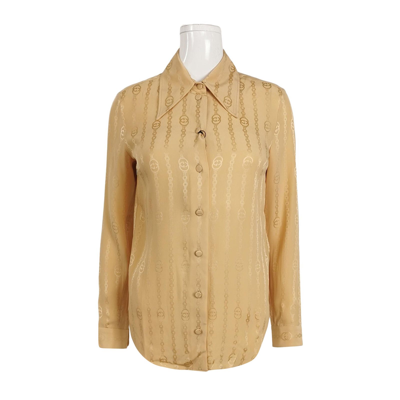 Gucci Gucci GG Chain Silk Button Up Shirt Size 36 Size XS / US 0-2 / IT 36-38 - 1 Thumbnail