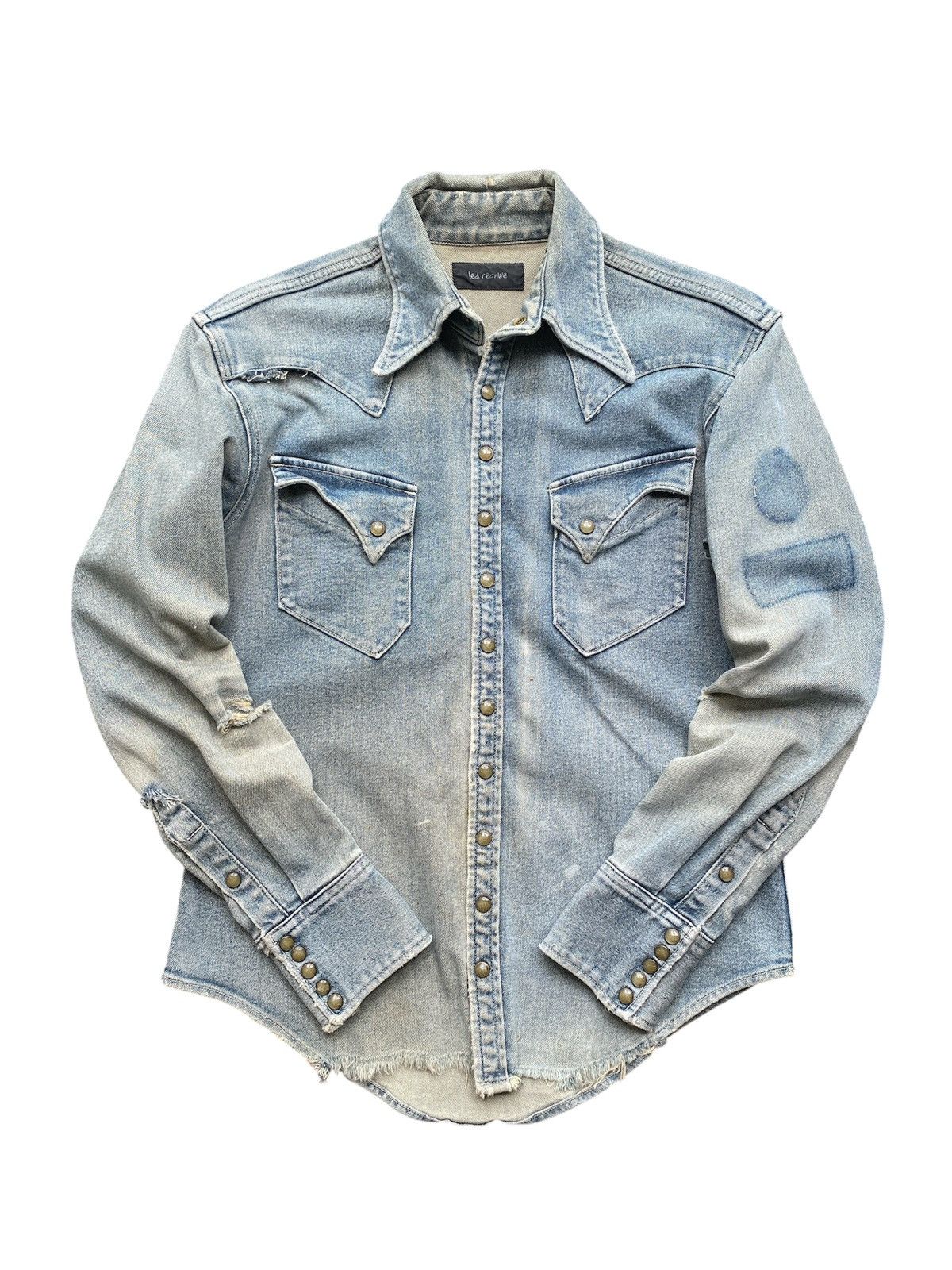 If Six Was Nine 2000s Distressed Led Rechwe LGB Style Denim Shirt Size US M / EU 48-50 / 2 - 1 Thumbnail