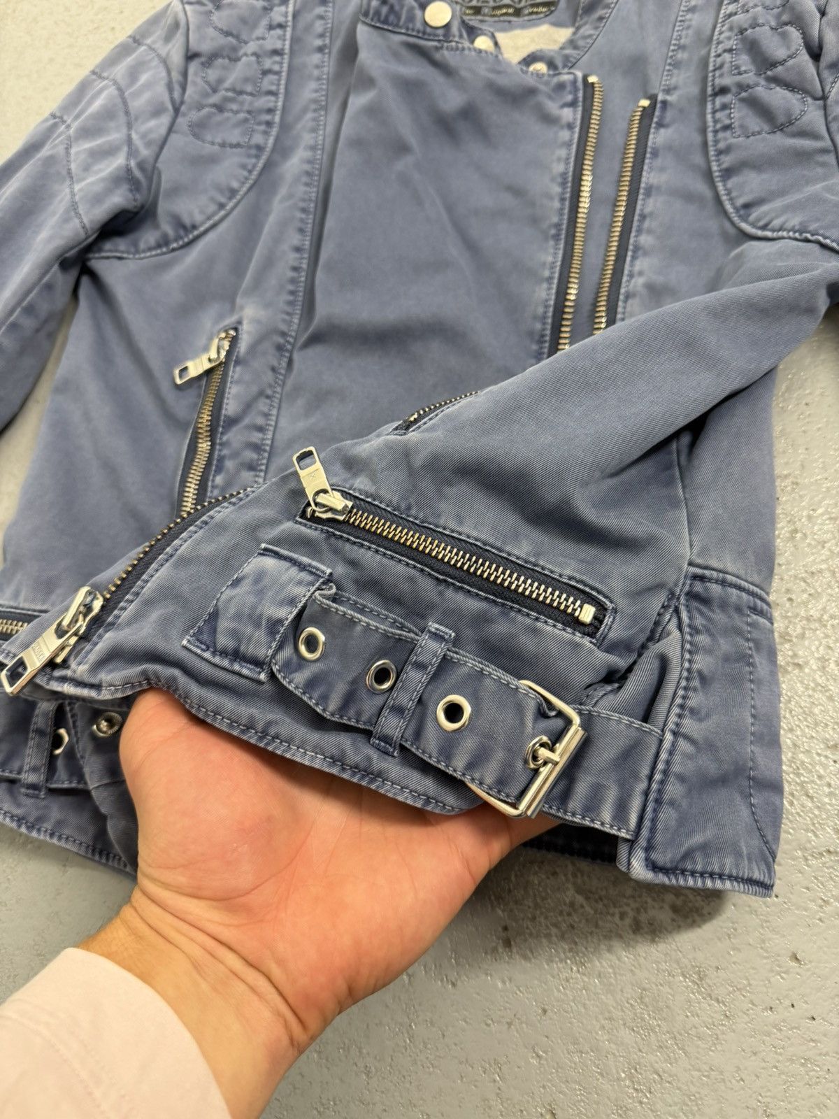 CLOSED Closed Washed Biker Multi-zip Side Zip Jacket Size S / US 4 / IT 40 - 9 Thumbnail