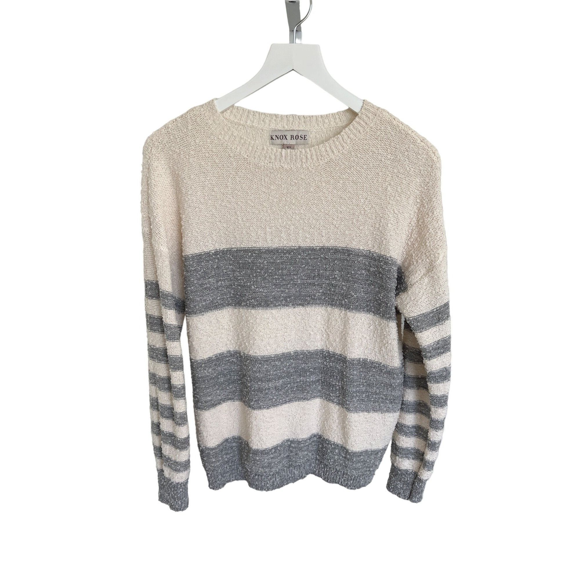 Other Knox Rose Striped Ivory & Grey Sweater Pullover Soft & Cozy Size XS / US 0-2 / IT 36-38 - 1 Thumbnail