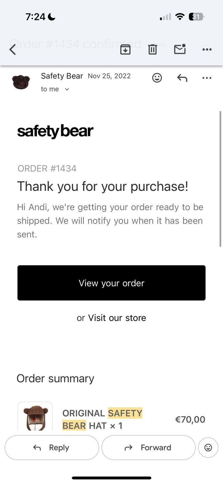 SafetyBear Original Safety Bear Hat Beanie Size ONE SIZE - 4 Thumbnail