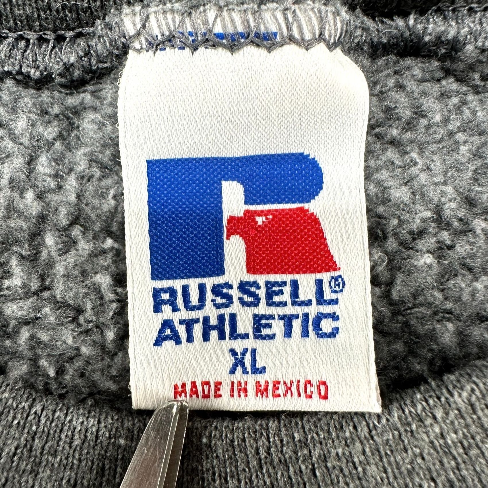 Russell Athletic VINTAGE Russell Sweatshirt Mens XL Gray Pullover Cotton 90s Y2K Crew Neck Long Sleeve Skater 1/2 Zip Size US XL / EU 56 / 4 - 4 Thumbnail