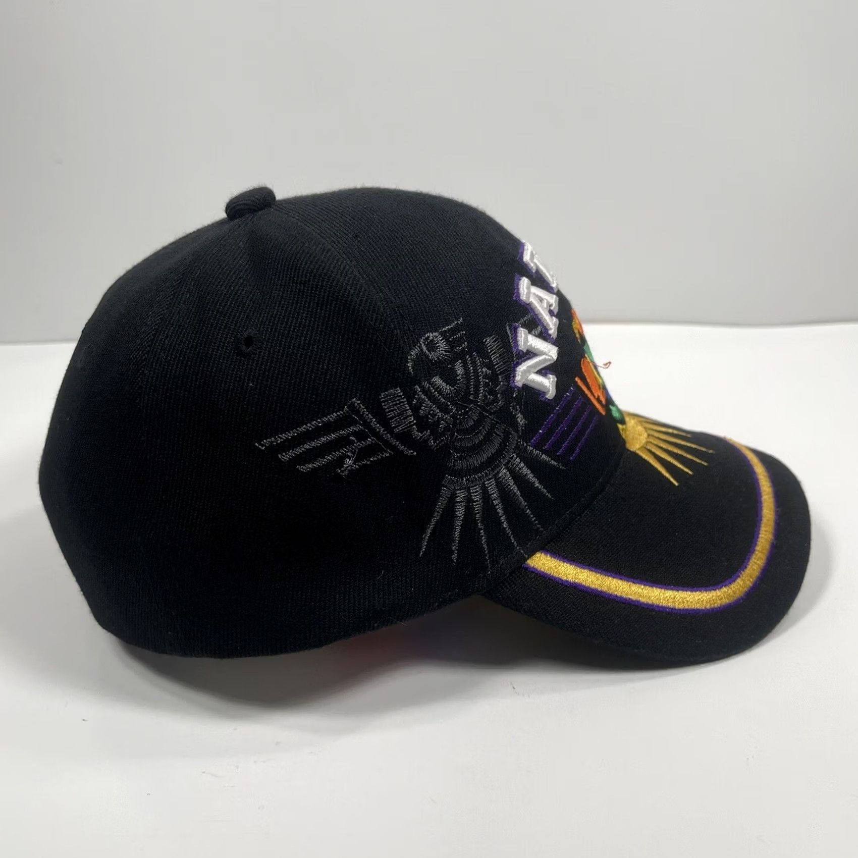 Native Golden Lion Hat Adult Black Adjustable StrapBack Baseball Cap Native Embroidered Black Logo Cap Men Adjustable StrapBack Hat Size ONE SIZE - 6 Thumbnail