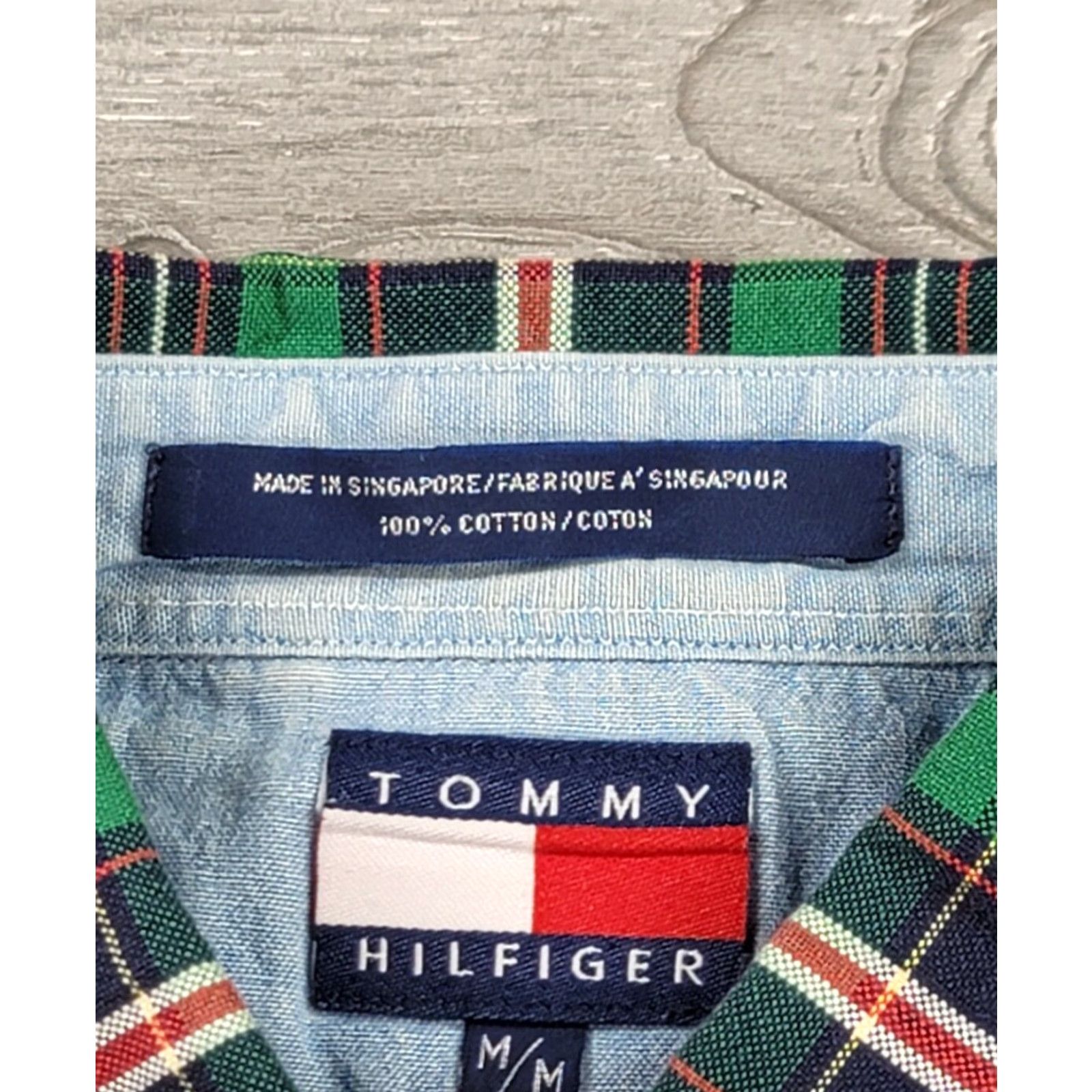Tommy Hilfiger VINTAGE Tommy Hilfiger Shirt Men's Plaid Button-Up Short Sleeve M Green 90s Crest Logo Size US M / EU 48-50 / 2 - 6 Thumbnail