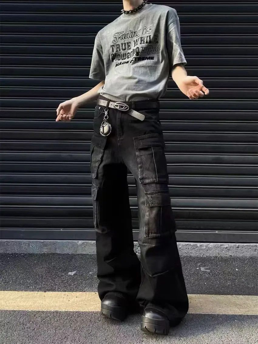Designer × Japanese Brand Workwear design gradient color big pocket baggy jeans Size US 34 / EU 50 - 2 Thumbnail