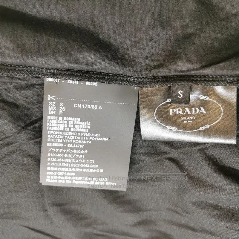 Prada Prada Black Cotton Round Neck T-Shirt. Size US S / EU 44-46 / 1 - 6 Thumbnail
