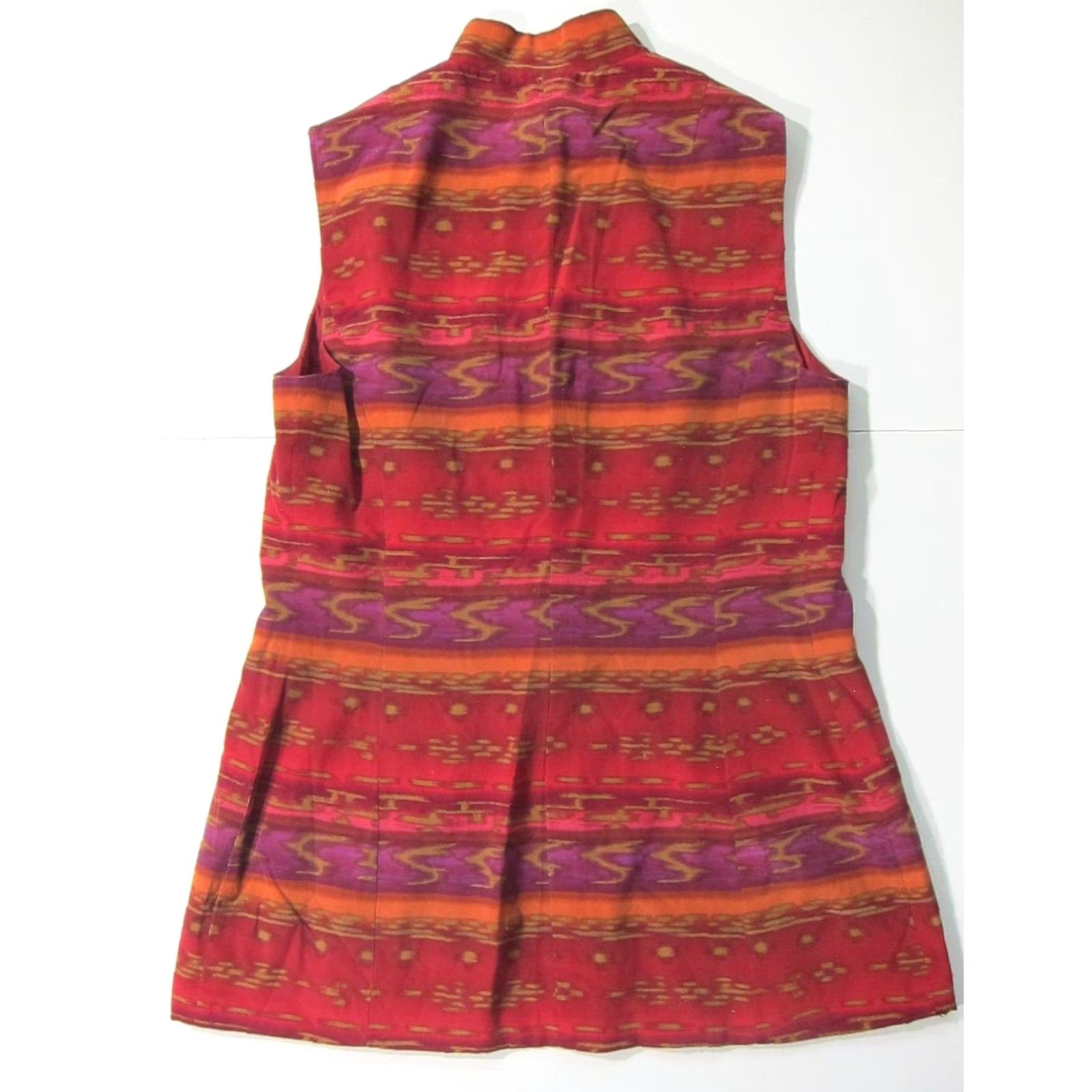 MAGGY LONDON Maggy London Petites Silk Red Purple High Neck Sleeveless Button Down Blouse 6 Size M / US 6-8 / IT 42-44 - 2 Thumbnail