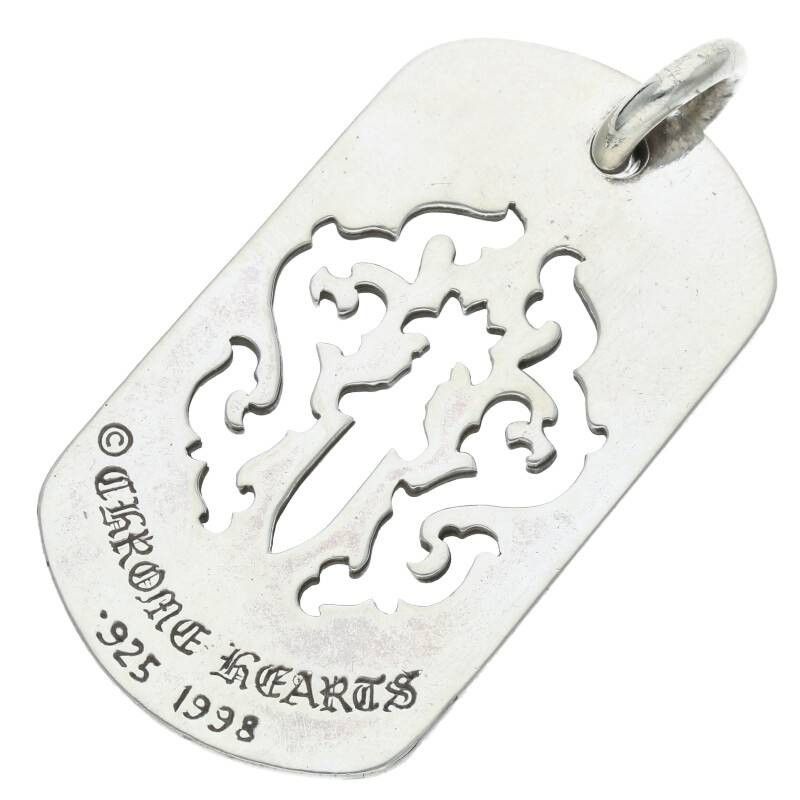 image of Chrome Hearts Large Dagger Cutout Dog Tag in Silver, Men's