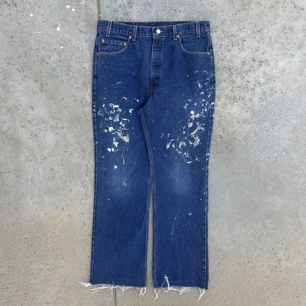 Levi's VTG 90’s Levis 517 Paint Splattered Dark Wash Denim Jeans Size US 34 / EU 50 - 1 Thumbnail