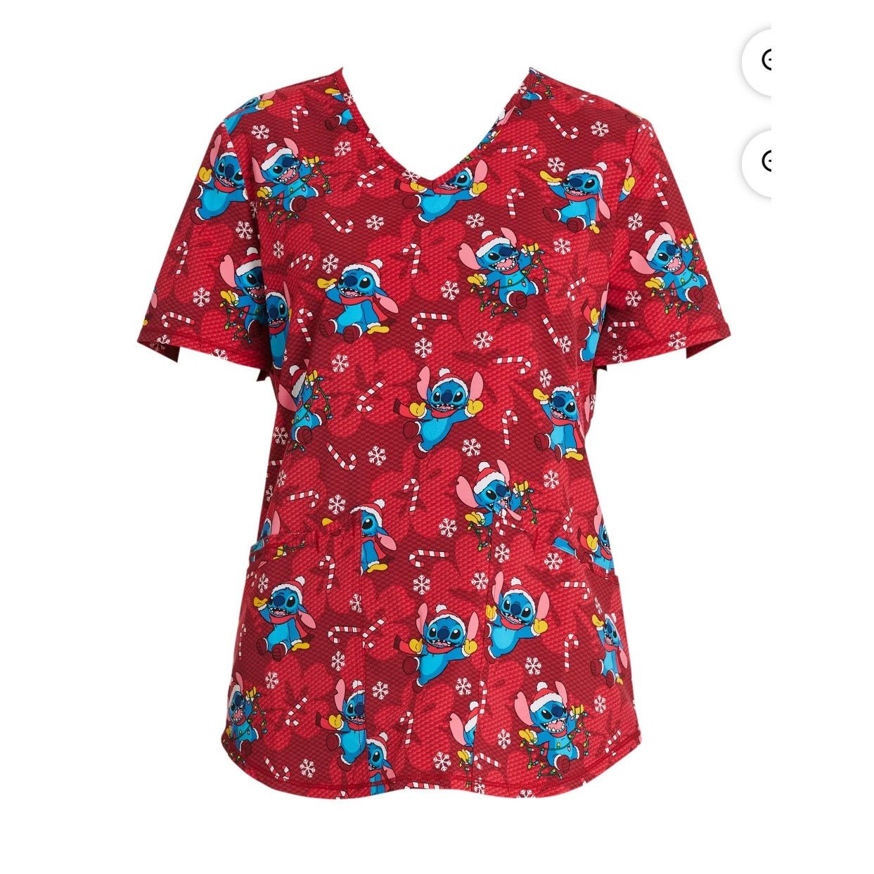 Disney Scrubstar Christmas Candy Stitch Scrub holiday Top V-neck Size M / US 6-8 / IT 42-44 - 4 Thumbnail