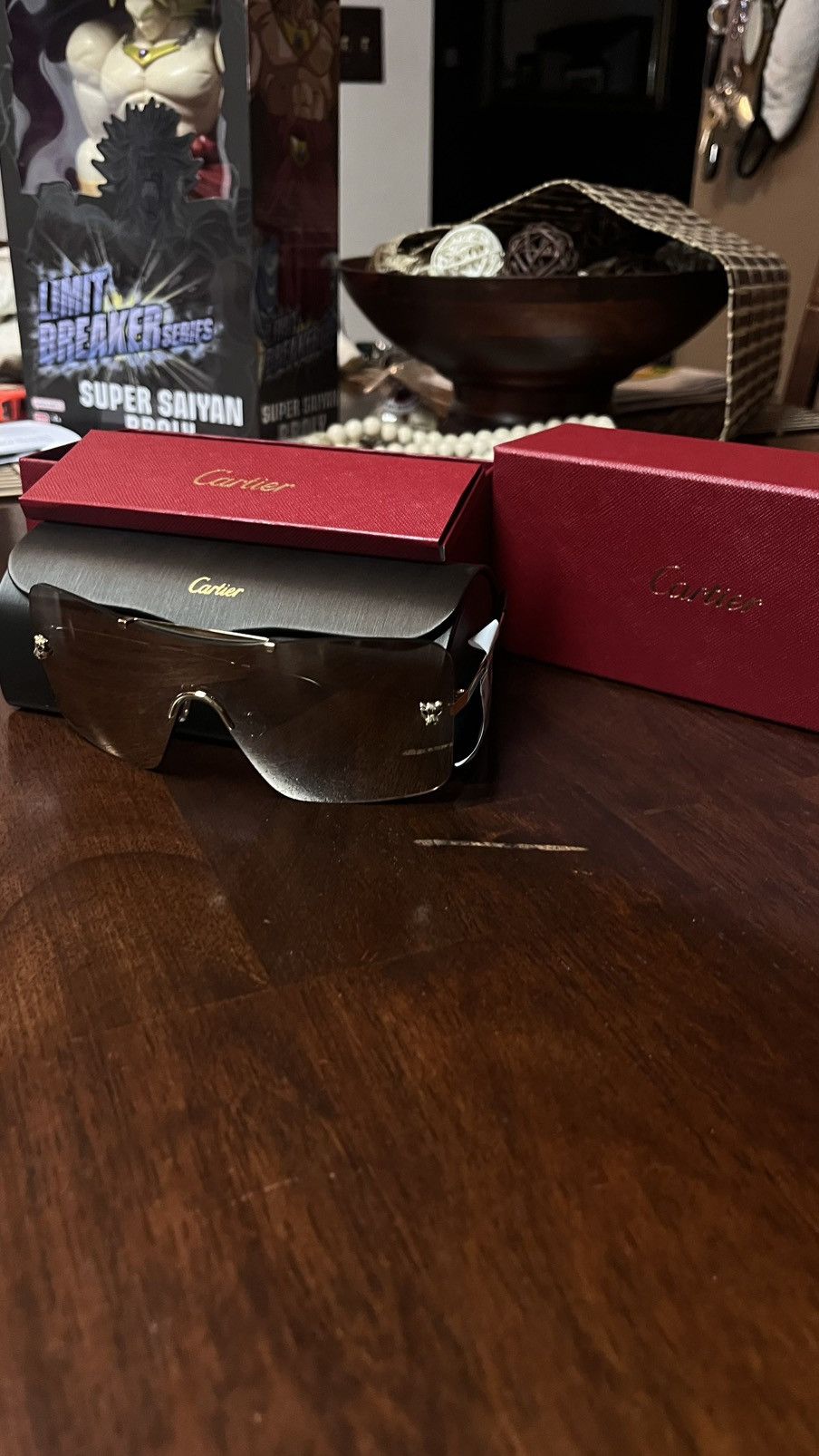 (New) CARTIER Sunglasses Shield Gold White
