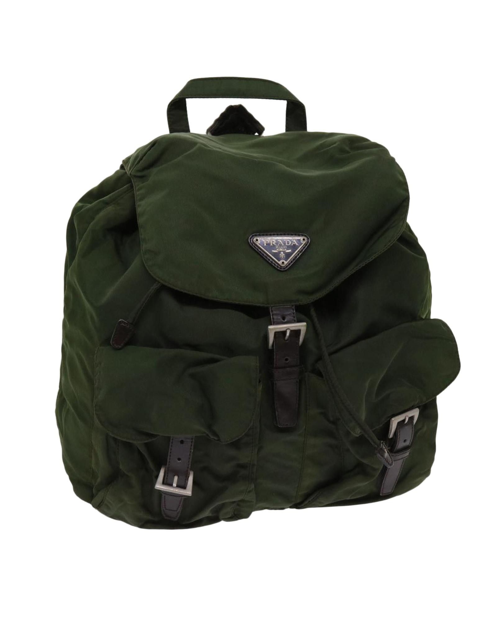 image of Prada Khaki Nylon Backpack With Accessories - Italian-Made, Women's