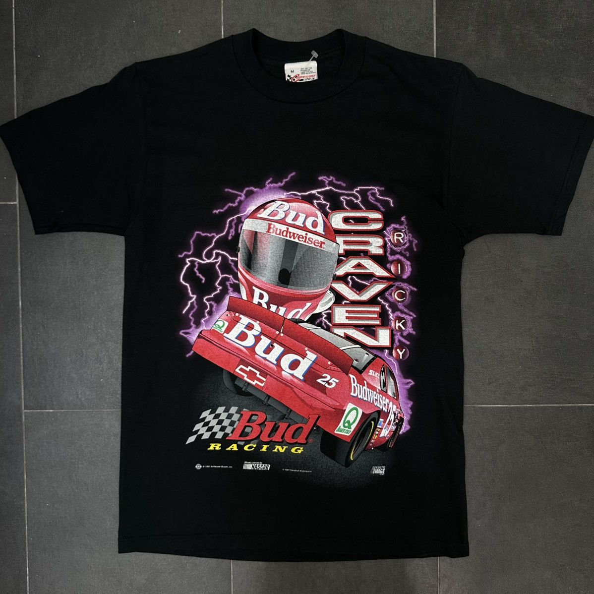 NASCAR Crazy vintage 90s Ricky Craven Budweiser double sided nascar Size US M / EU 48-50 / 2 - 1 Thumbnail