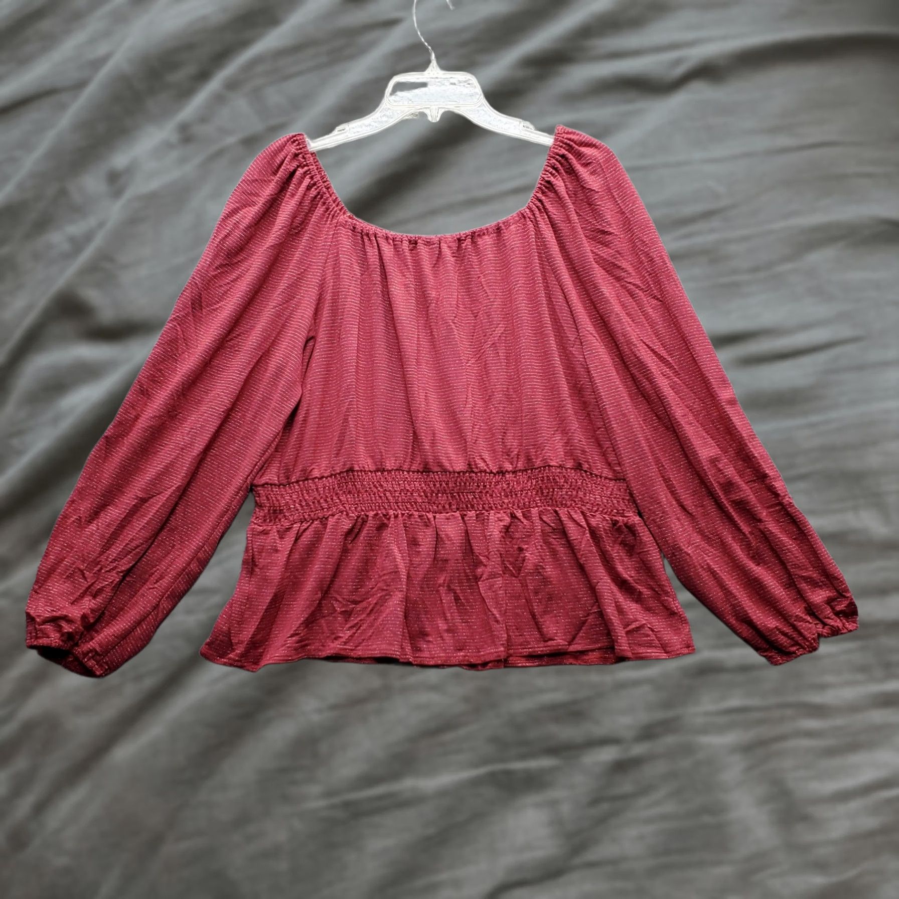 Vintage LC Lauren Conrad Blouse Top Womens XL Mult-striped Peplum-Hem Smocked Waist Shirt Size XL / US 12-14 / IT 48-50 - 1 Thumbnail
