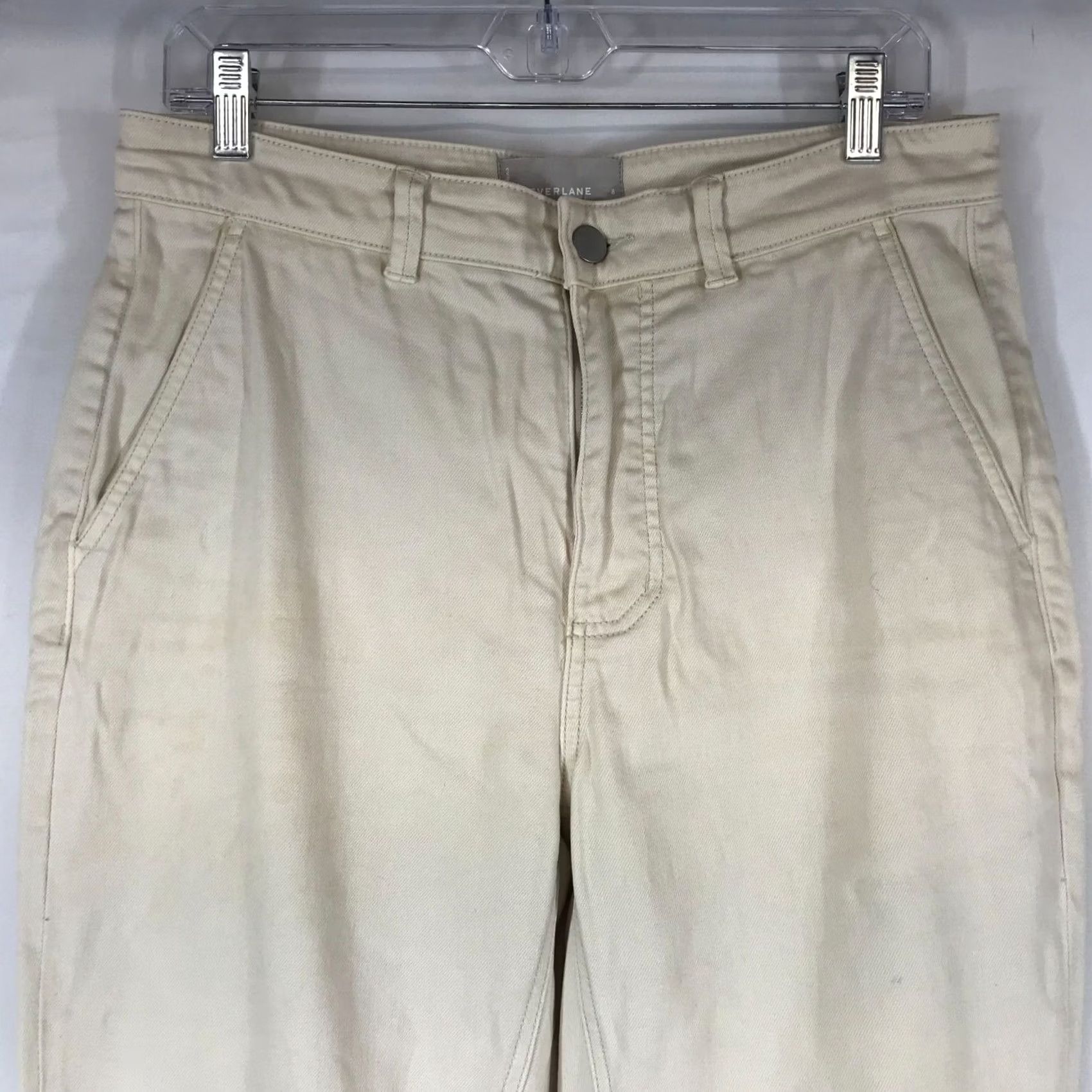 Everlane EVERLANE Womens Jeans 8 Ivory Cotton Blend Cropped Slim Size 30" / US 8 / IT 44 - 2 Thumbnail