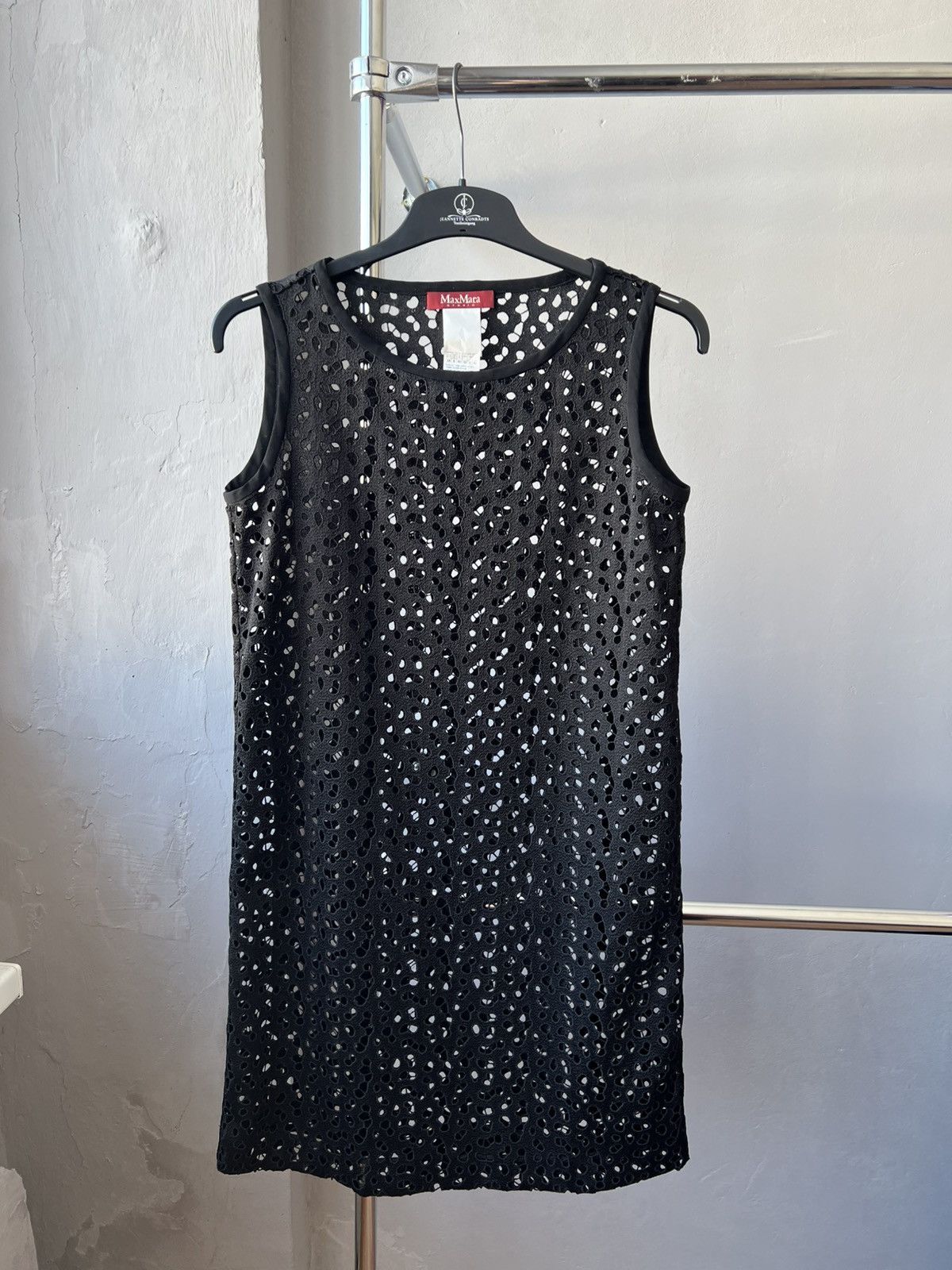 Max Mara MAX MARA STUDIO BLACK OPENWORK SLEEVELESS BOXY STYLE DRESS Size M / US 6-8 / IT 42-44 - 3 Thumbnail