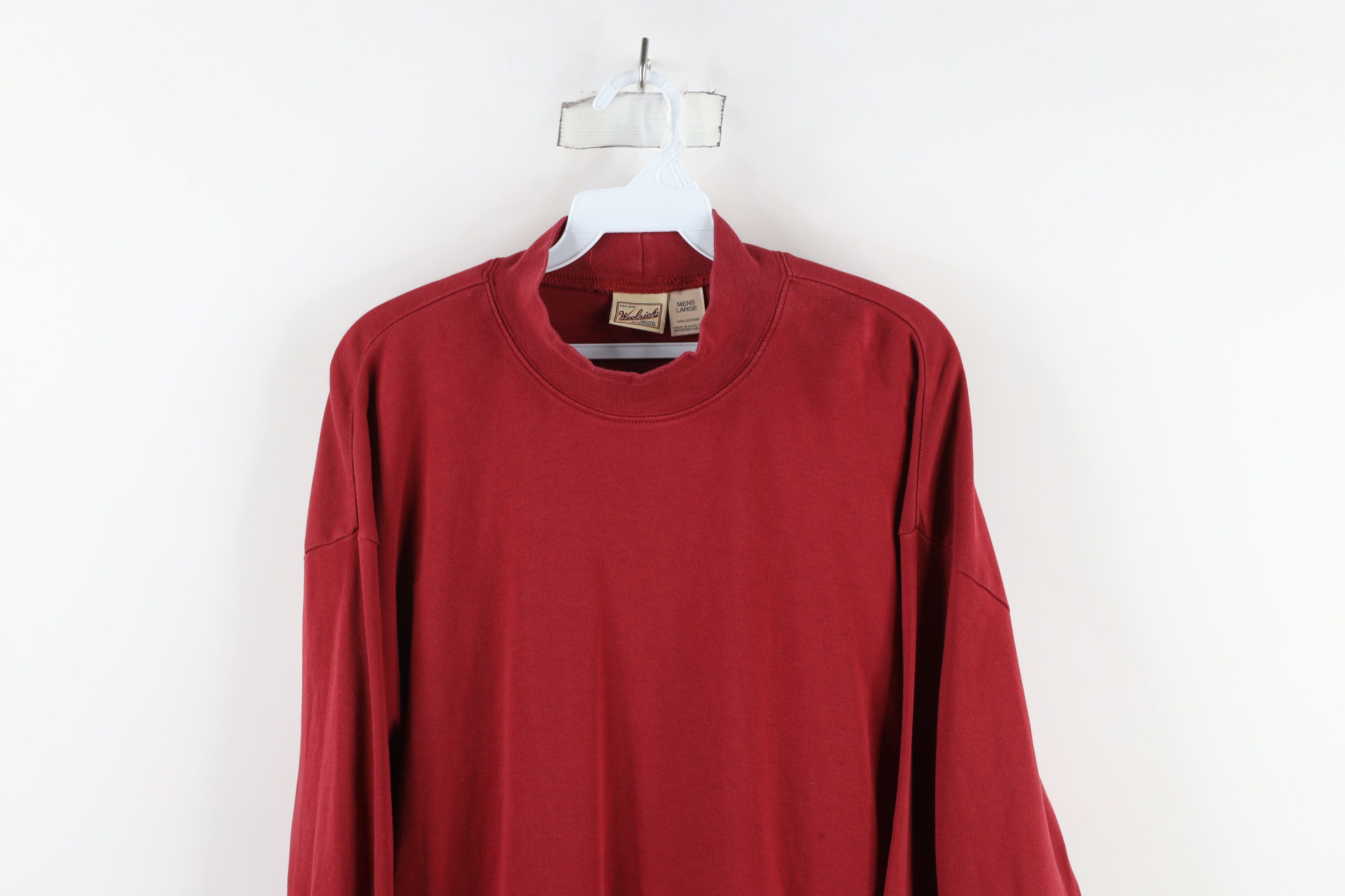 Vintage × Woolrich Woolen Mills Vintage 90s Woolrich Mock Neck Long Sleeve T-Shirt Red USA Size US L / EU 52-54 / 3 - 2 Thumbnail