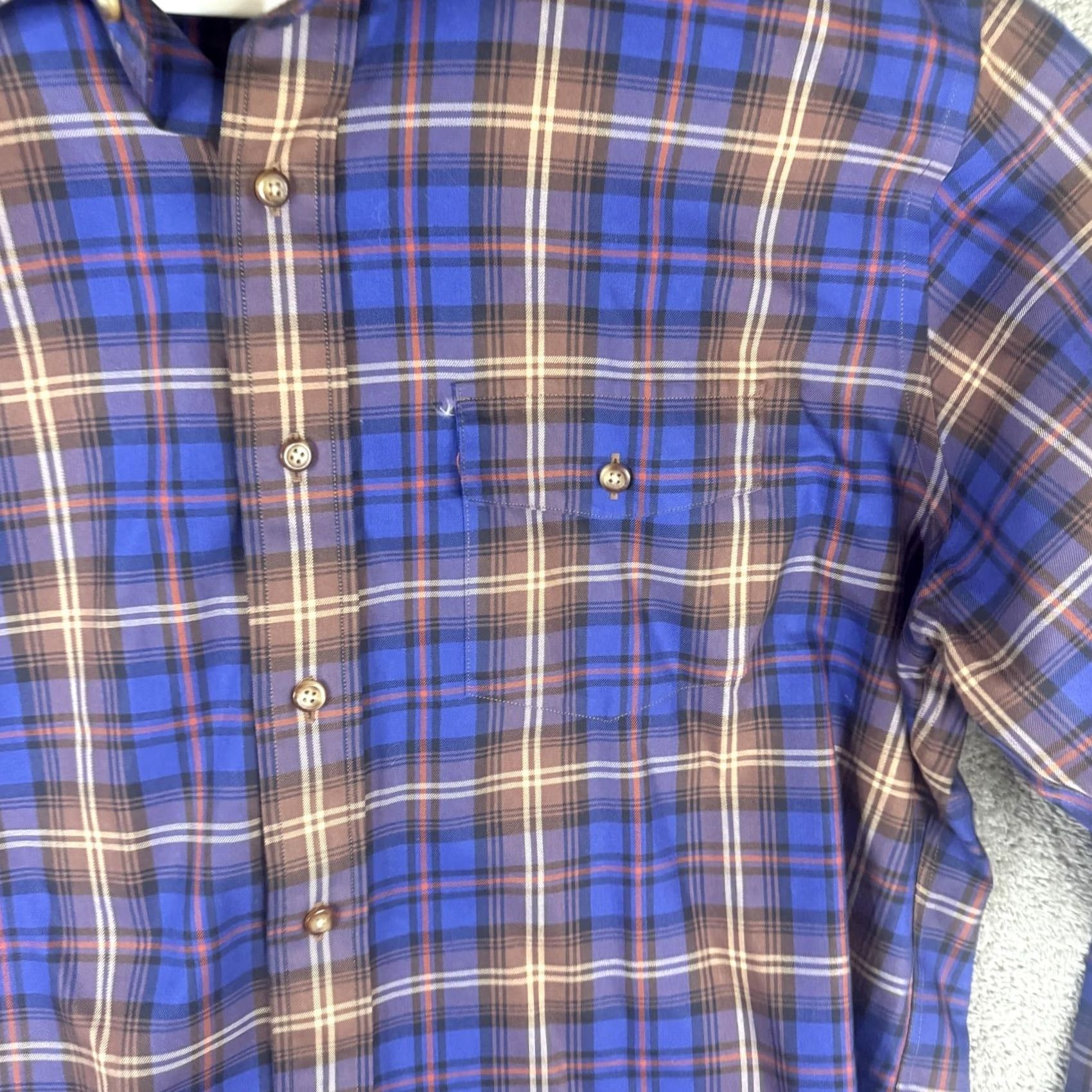 Brooks Brothers Brooks Brothers Shirt Mens XL Blue Plaid Non Iron Slim Fit Cotton Button Front Shirt Size US XL / EU 56 / 4 - 6 Thumbnail