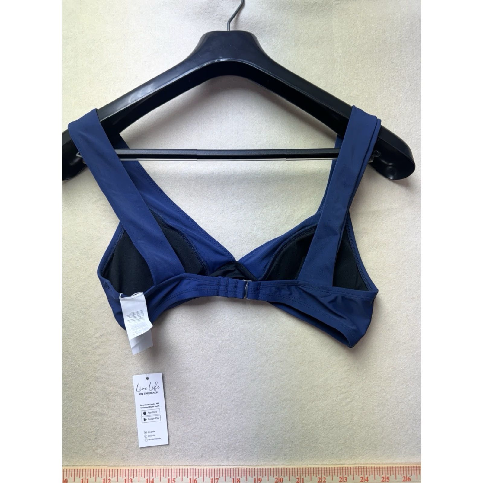 Vintage CUPSHE Bikini Top Navy Blue Striped Halter Push Up Size Small Bathing Suit Women C Cup She Nautical Classic Size S / US 4 / IT 40 - 2 Thumbnail