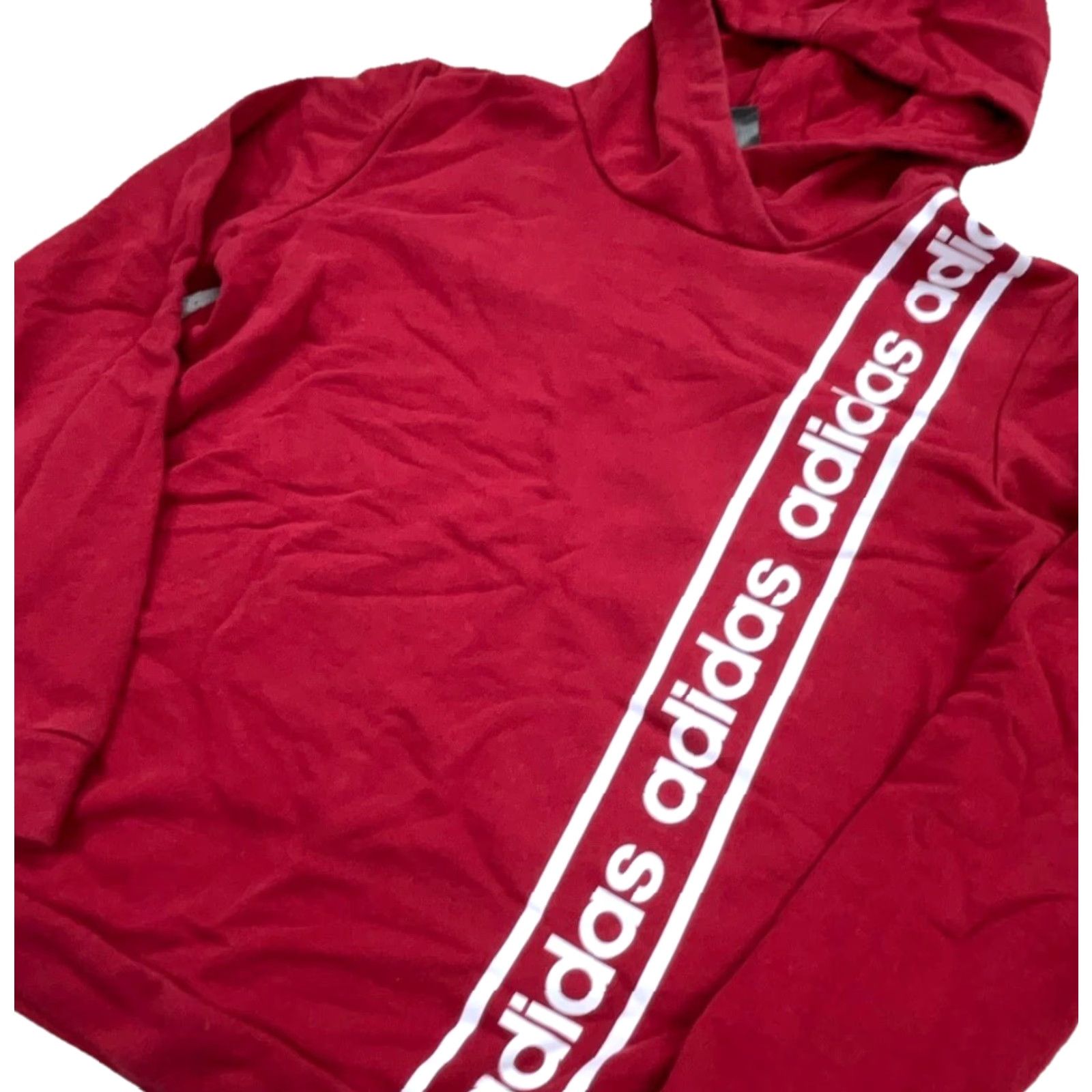 Adidas Adidas Hoodie Women Medium Red White Sweatshirt Sweater Logo Pullover Casual Activewear Size M / US 6-8 / IT 42-44 - 2 Thumbnail