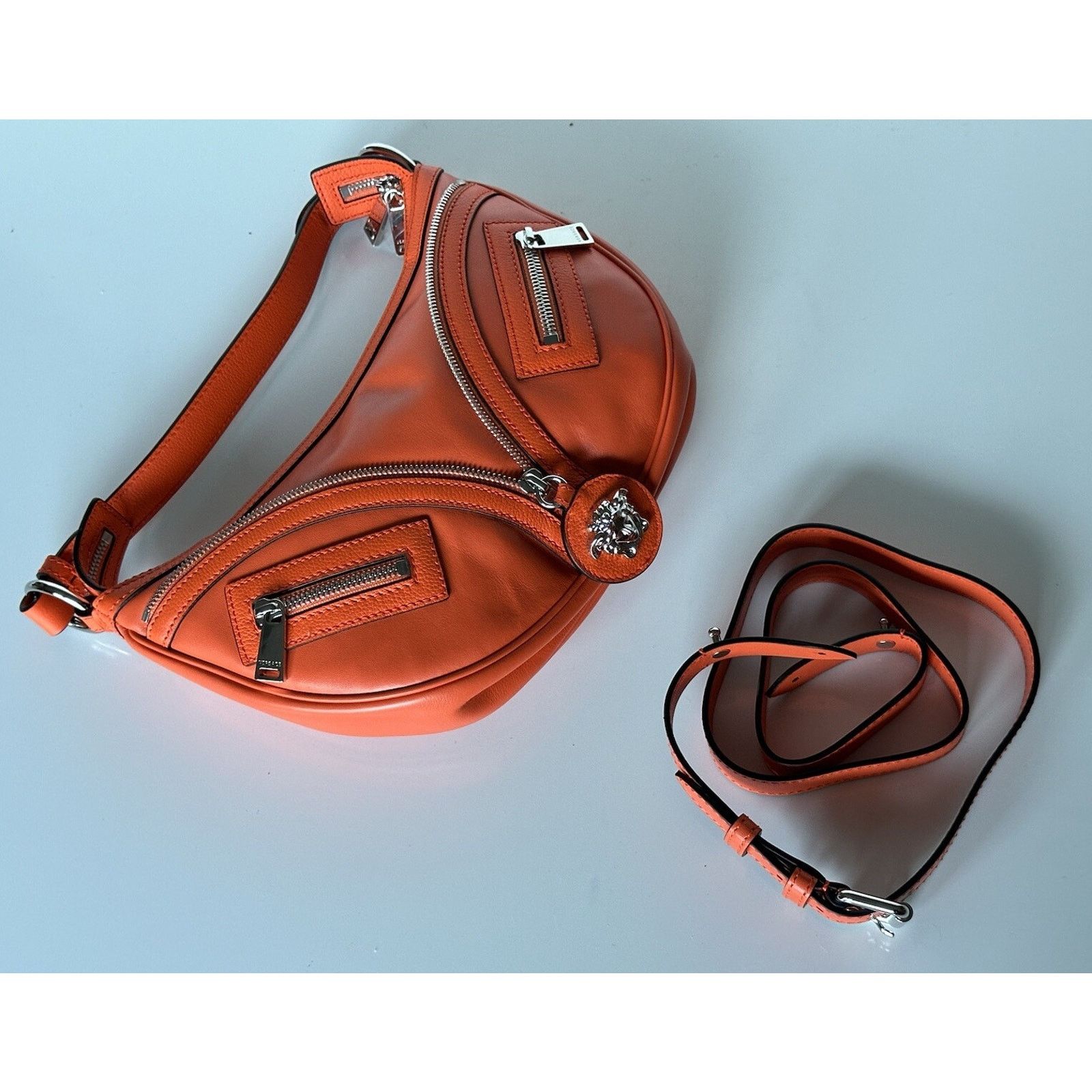 Versace Versace Medusa Leather Small Orange Hobo Bag 1007680 Size ONE SIZE - 18 Thumbnail