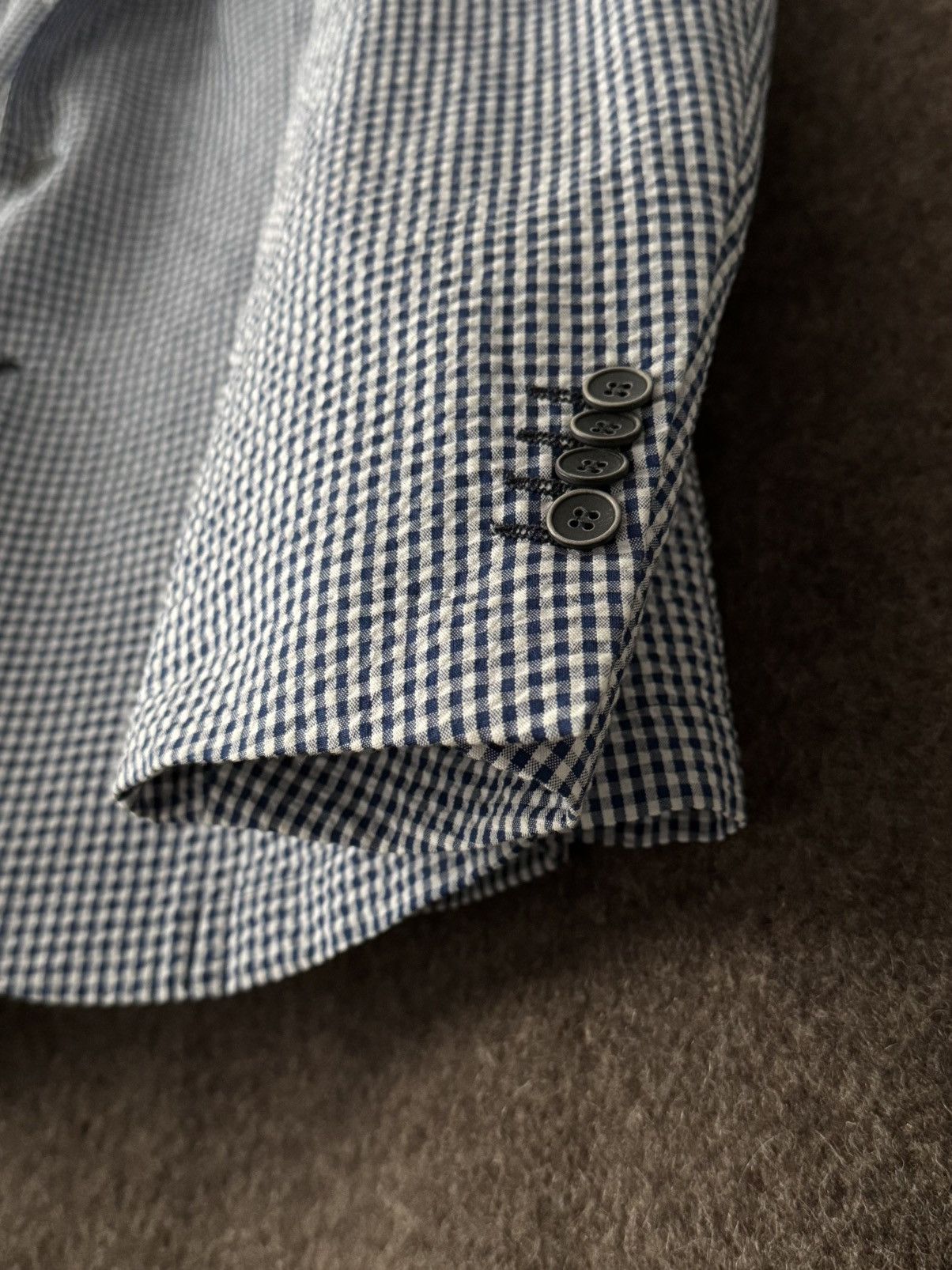 Other Gi Capri Napoli 'Atrani 70' Waffle Blue Check Cotton Blazer Size 52R - 5 Thumbnail
