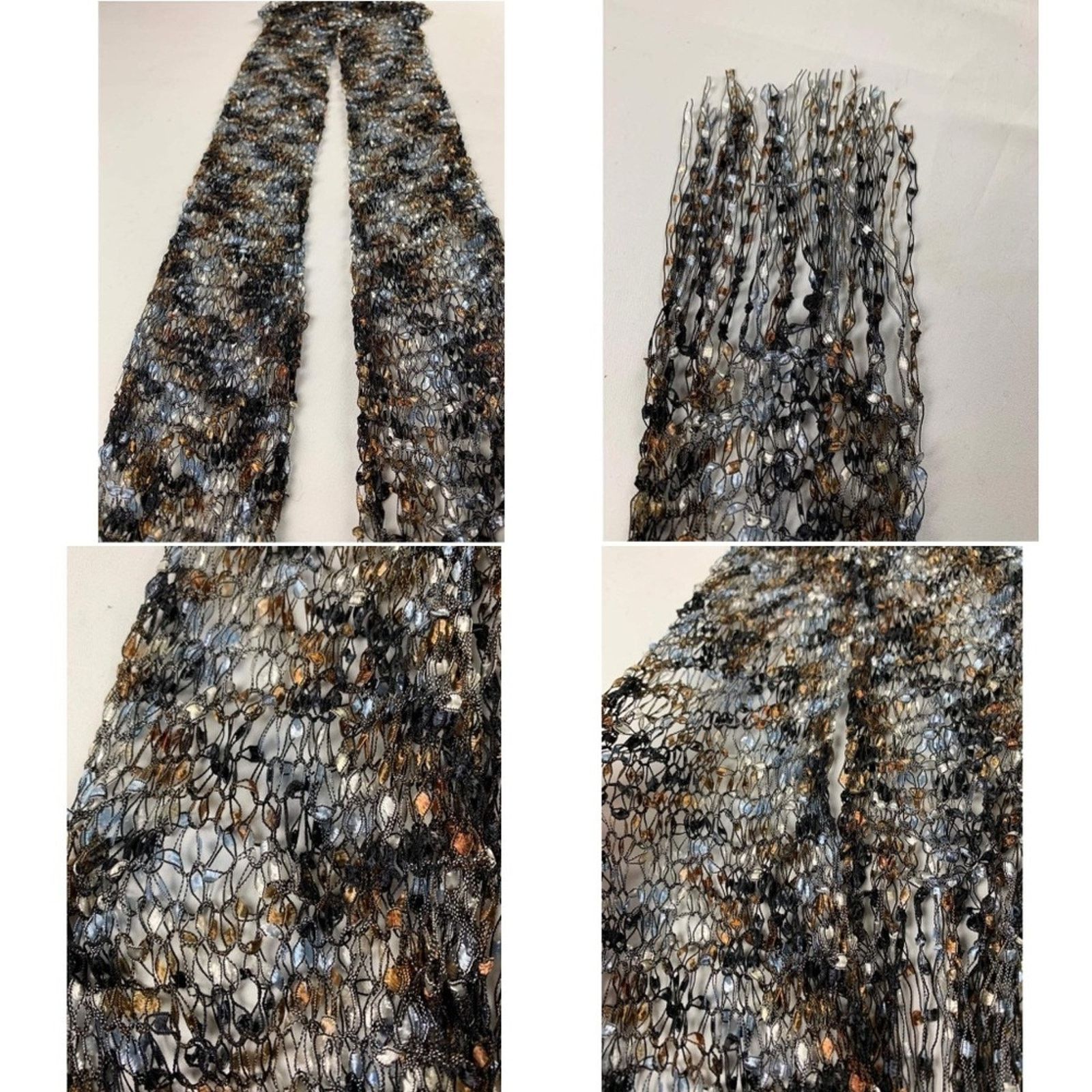 Other 3 Women’s Vintage Scarves Crochet Knit | Gray silver Size ONE SIZE - 2 Thumbnail