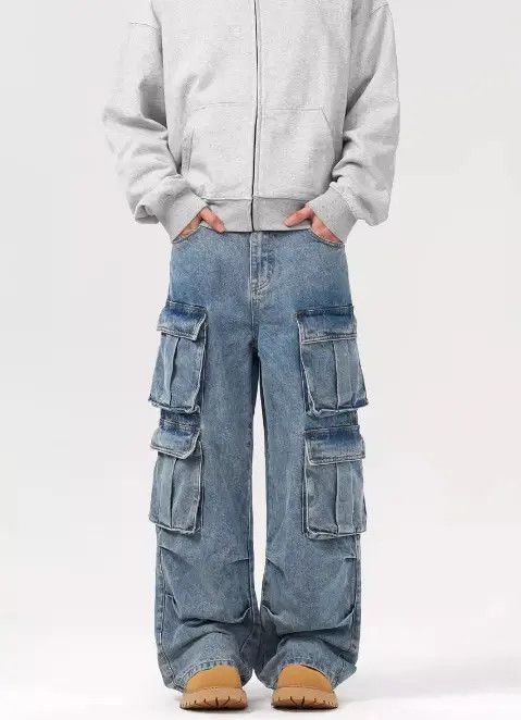 Other Men's washed multi-pocket casual straight-leg cargo jeans Size US 32 / EU 48 - 1 Thumbnail