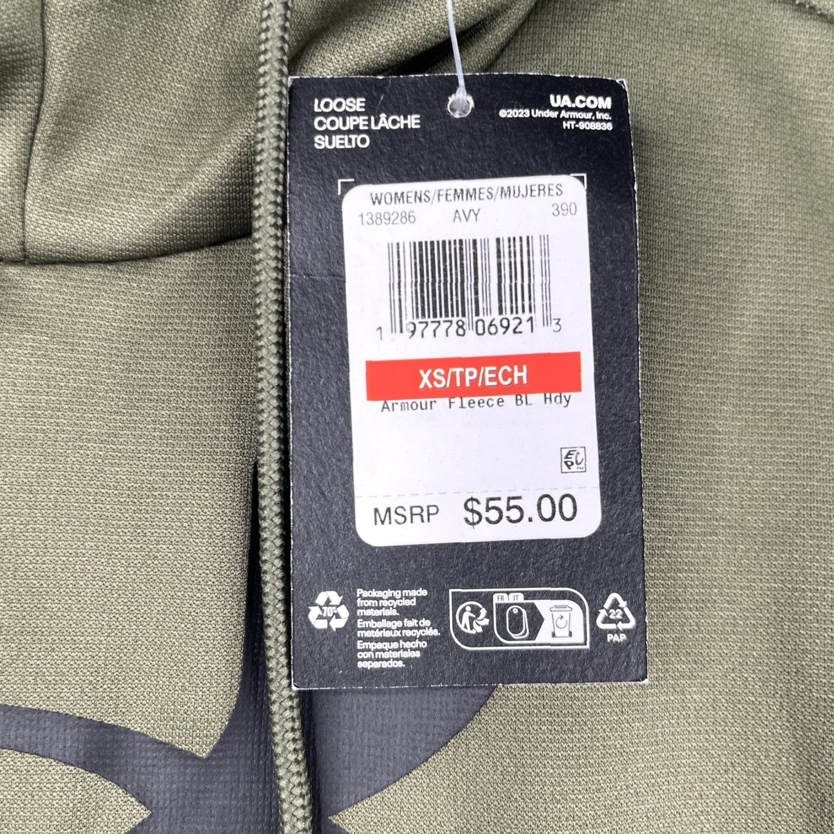 Under Armour Under Armour Hoodie Sweatshirt Womens XS Green Logo Graphic Print Pullover Fleece NWT Size XS / US 0-2 / IT 36-38 - 4 Thumbnail